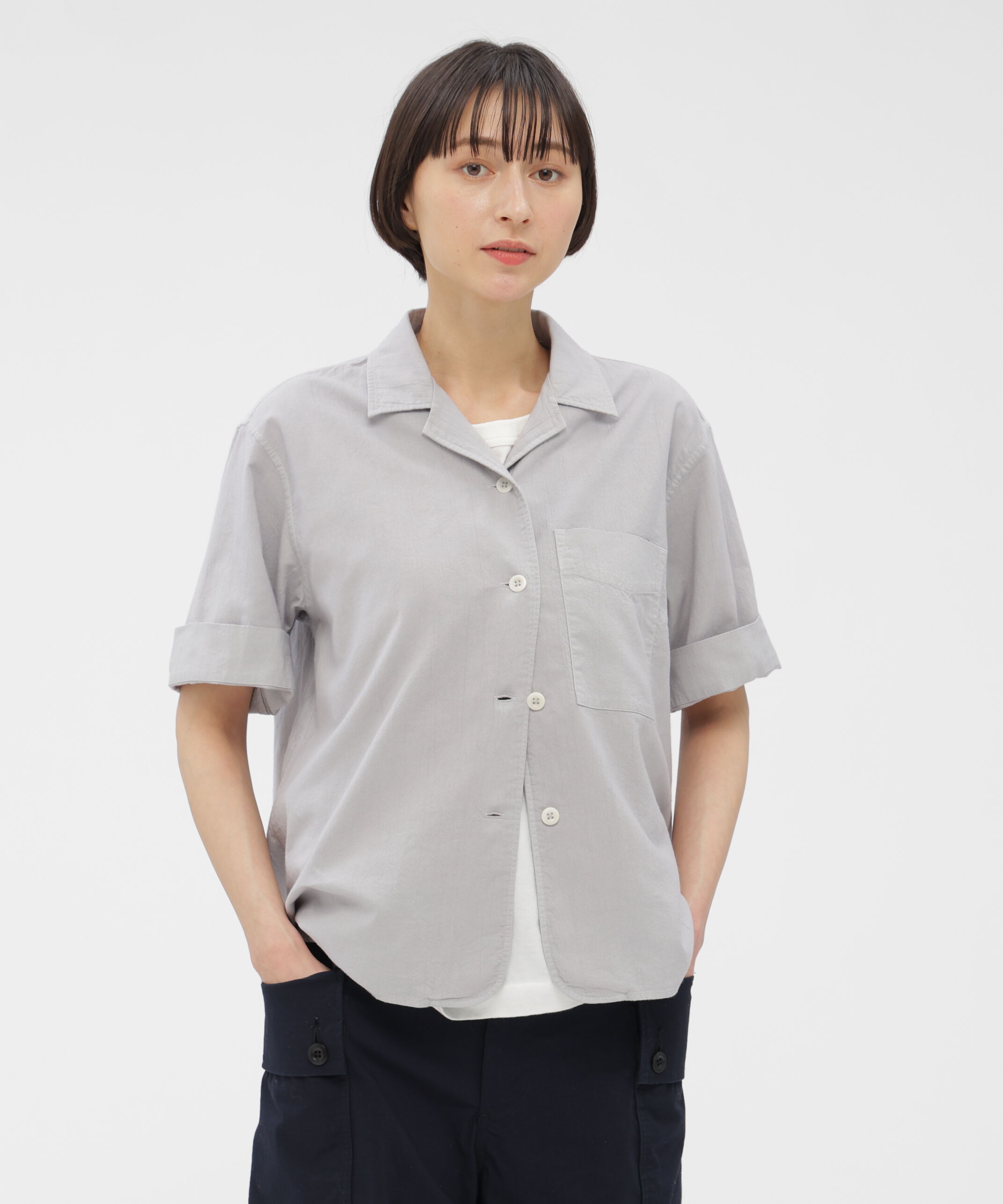 MHL.「GARMENT DYED FINE COTTON OXFORD SHIRT」|シャツ・ブラウス|LIGHT GREY1