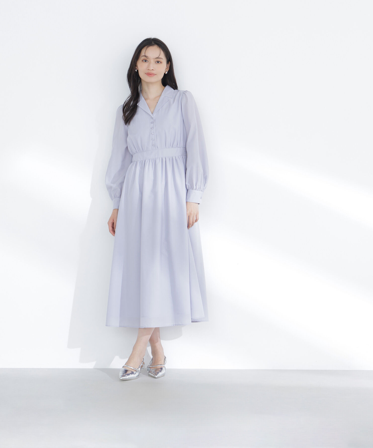  「フロントボタン開襟ワンピース」|ワンピース|