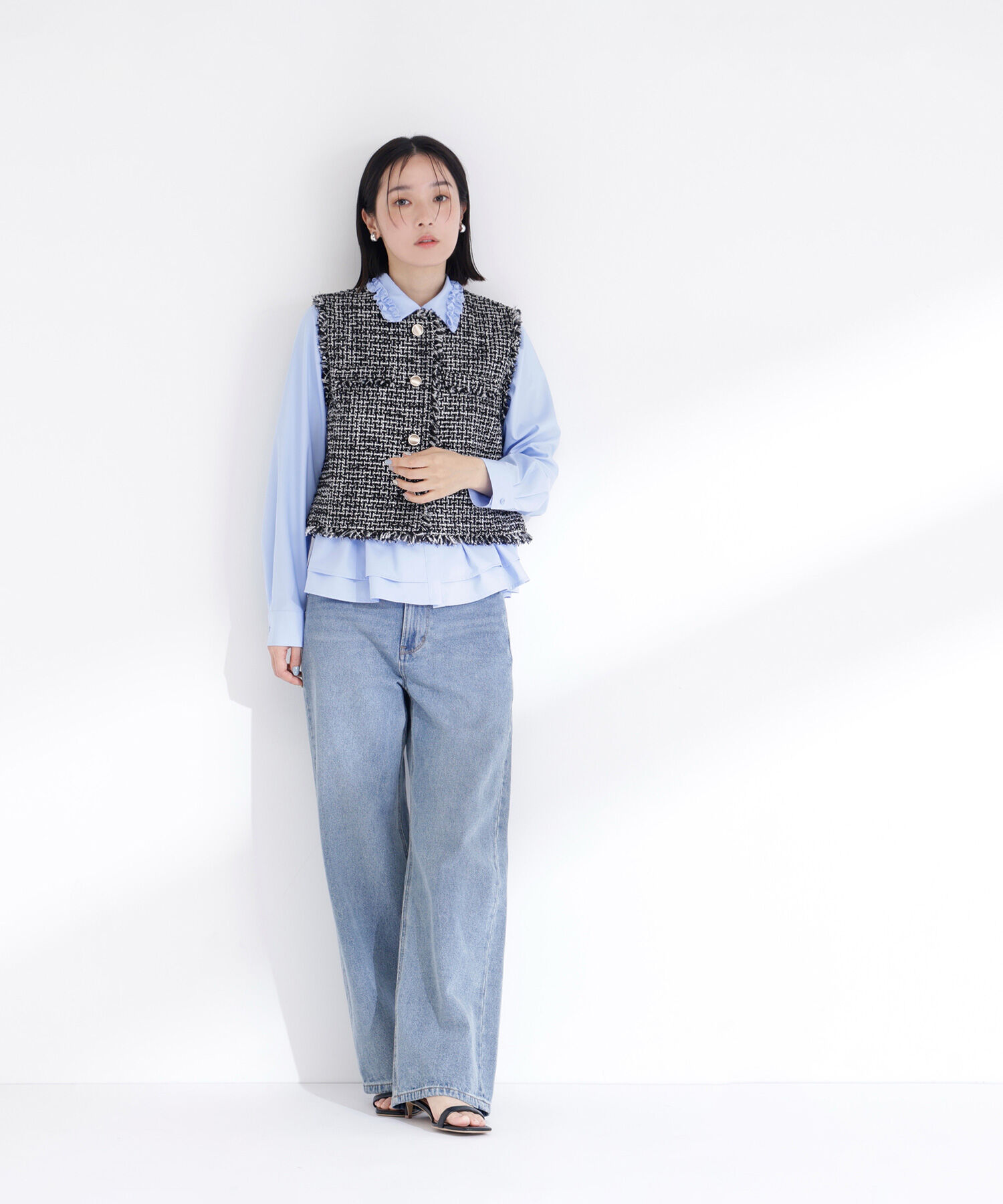  「ツイードシリーズ コンパクトジレ」|ブルゾン・スタジャン|