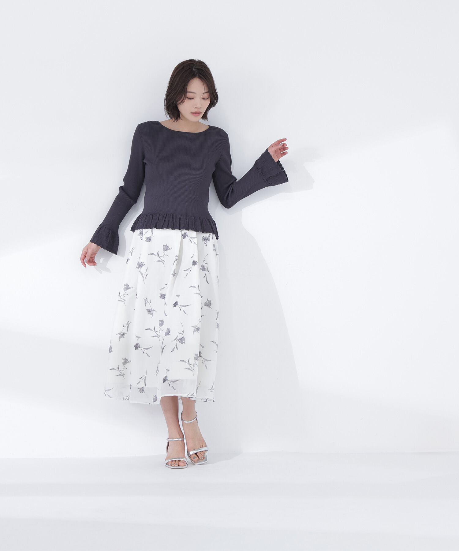  「柄編みフレアスリーブニット」|ニット・セーター|