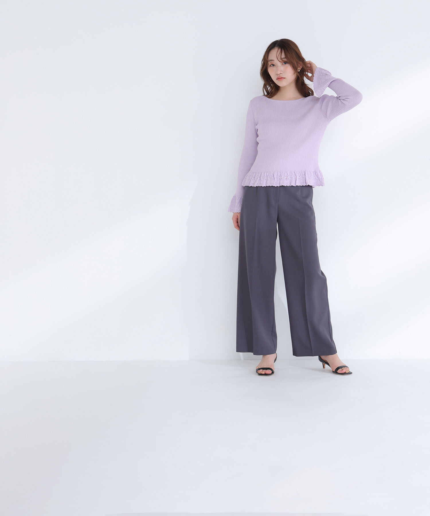  「柄編みフレアスリーブニット」|ニット・セーター|