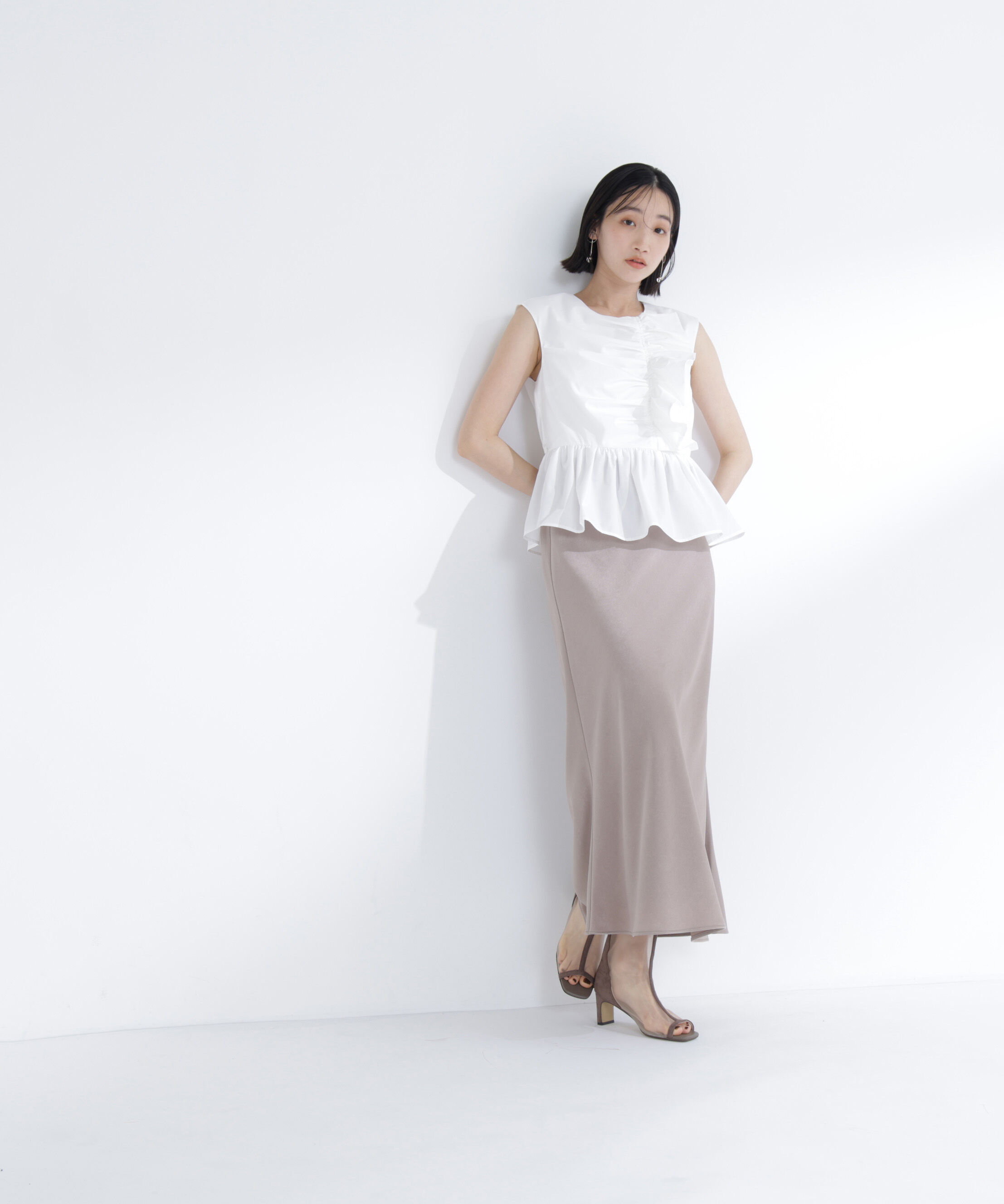  「フロントギャザーペプラムブラウス」|シャツ・ブラウス|