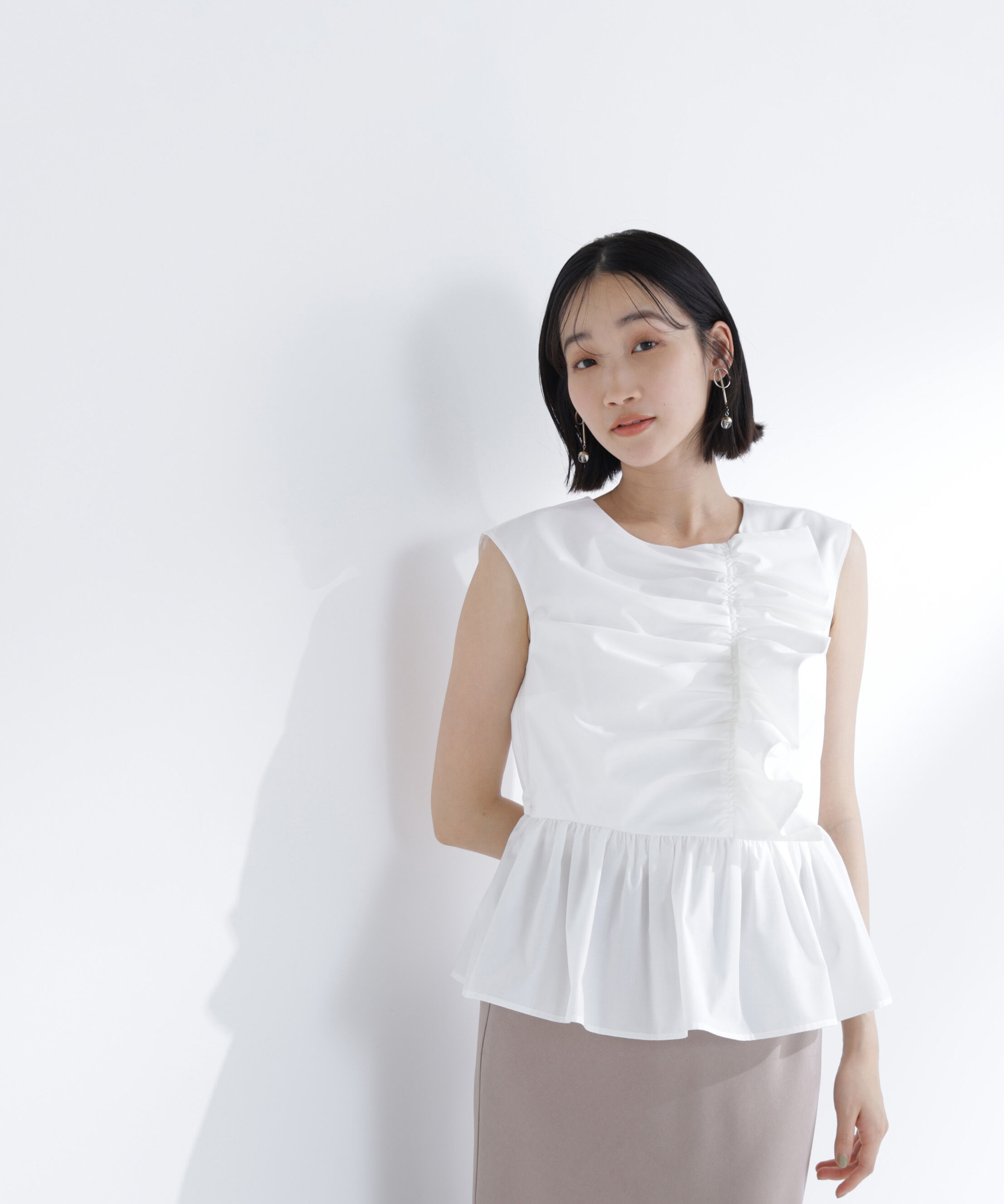  「フロントギャザーペプラムブラウス」|シャツ・ブラウス|