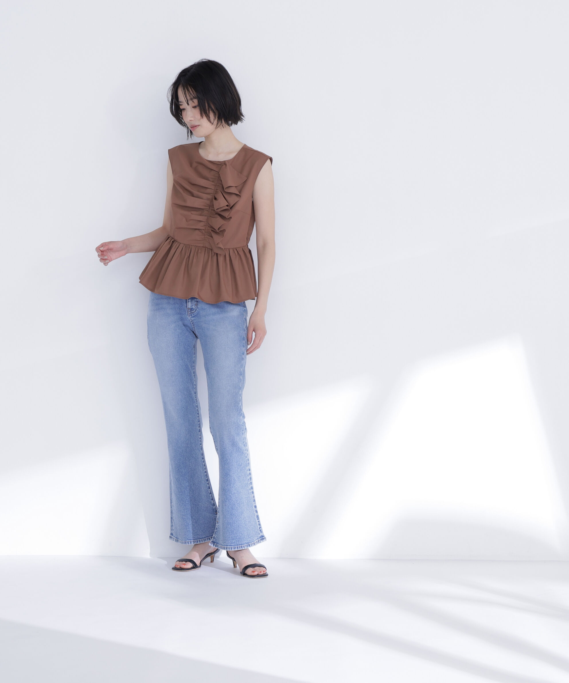  「フロントギャザーペプラムブラウス」|シャツ・ブラウス|