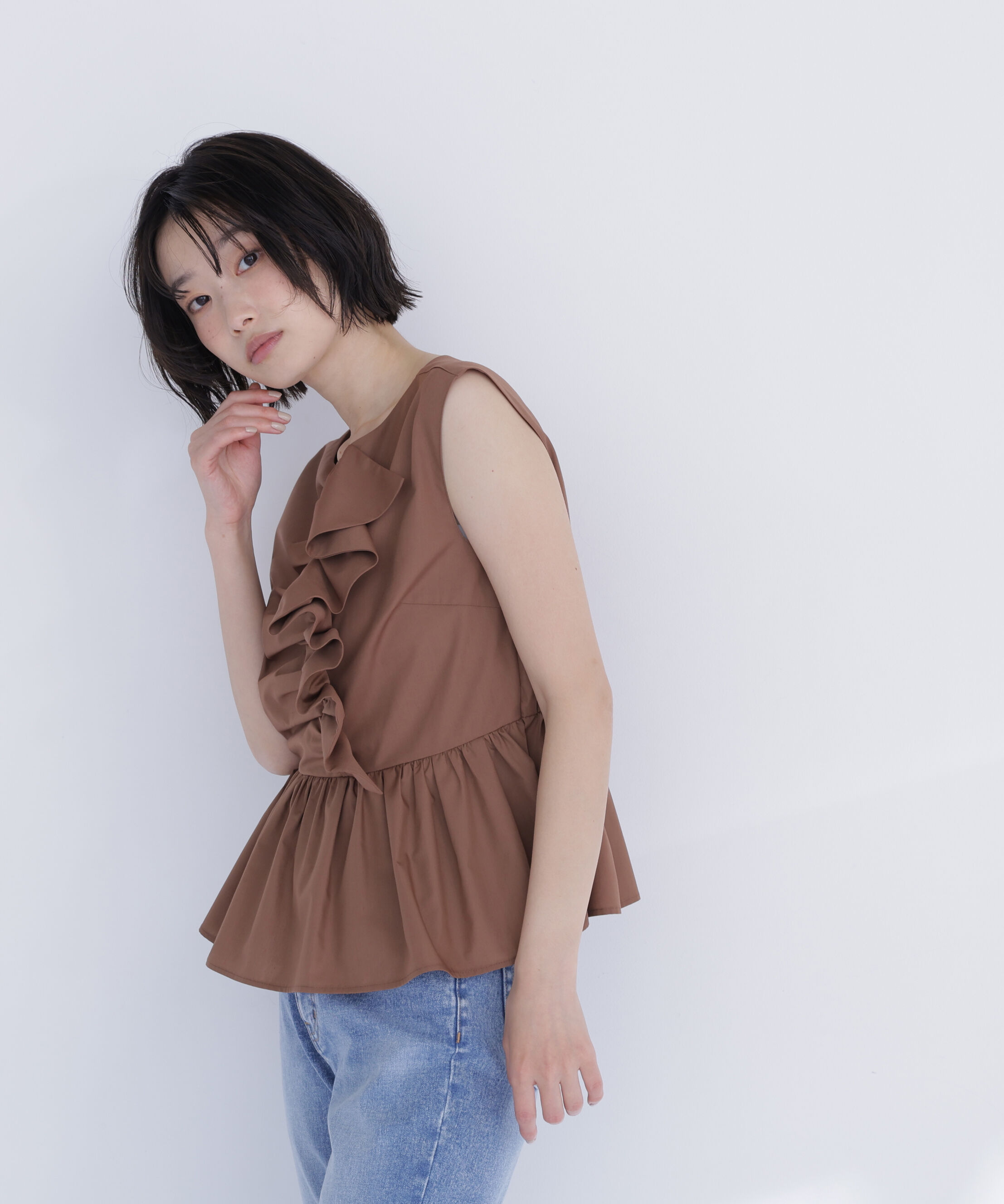  「フロントギャザーペプラムブラウス」|シャツ・ブラウス|