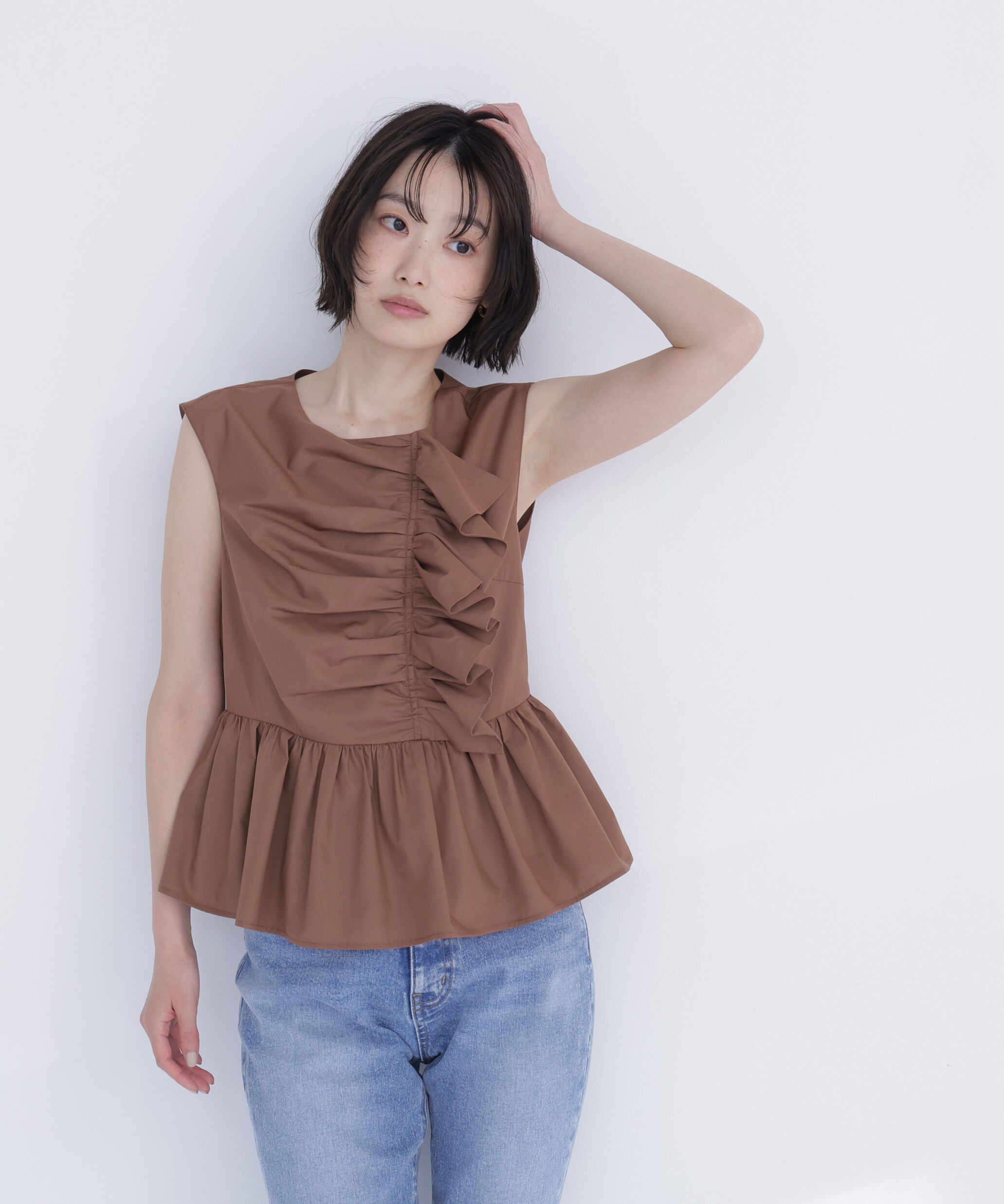  「フロントギャザーペプラムブラウス」|シャツ・ブラウス|
