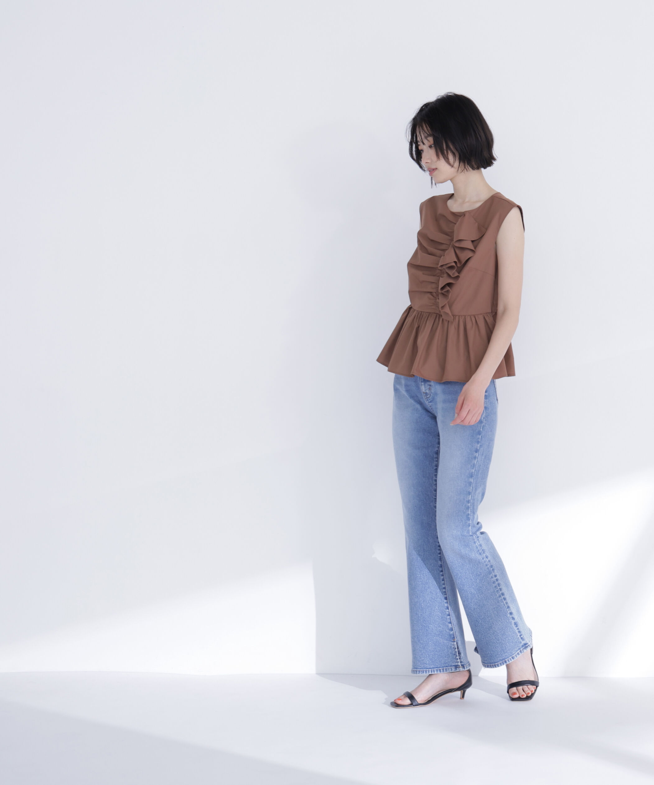  「フロントギャザーペプラムブラウス」|シャツ・ブラウス|