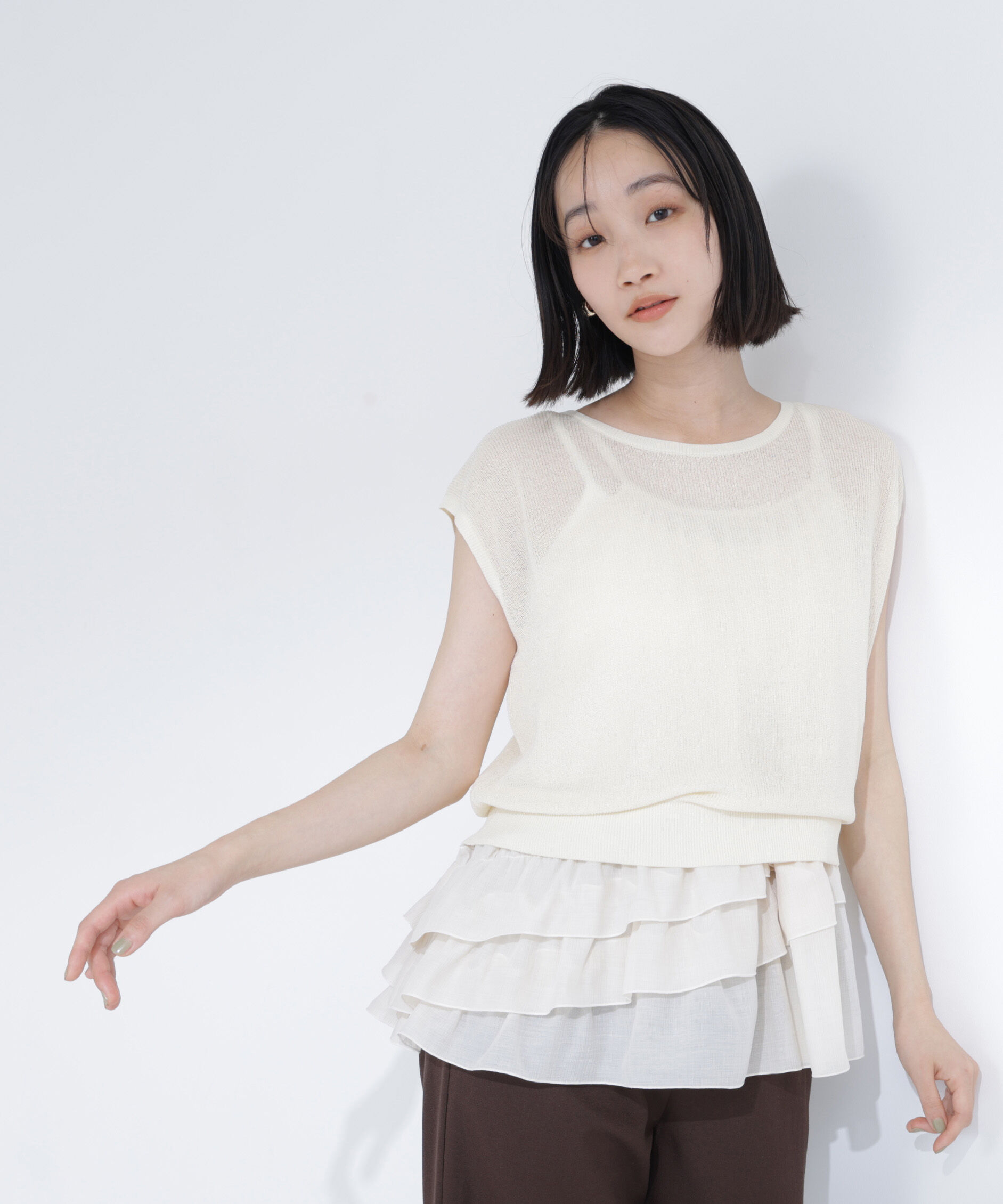  「ニットセットティアードキャミ」|シャツ・ブラウス|