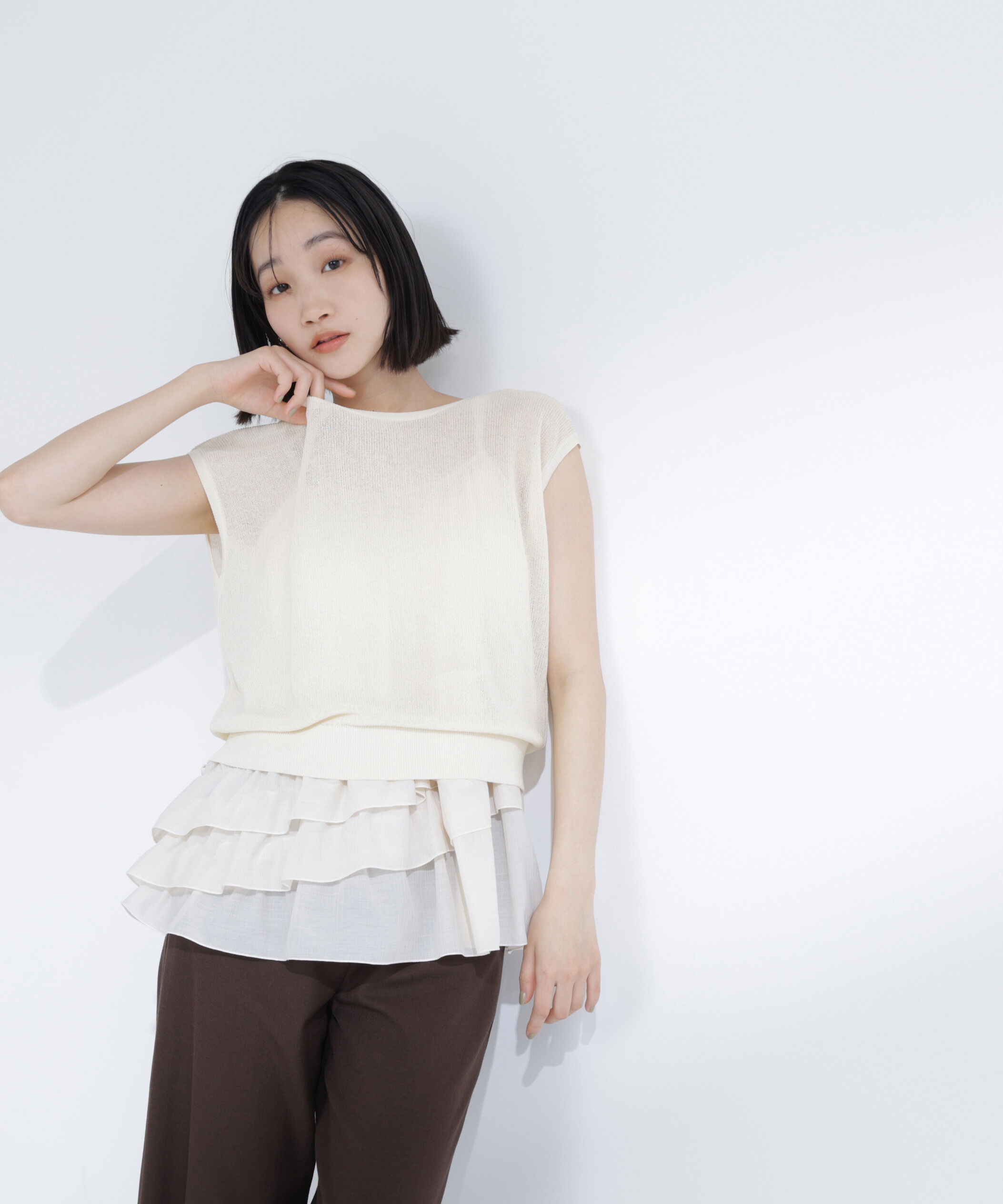  「ニットセットティアードキャミ」|シャツ・ブラウス|