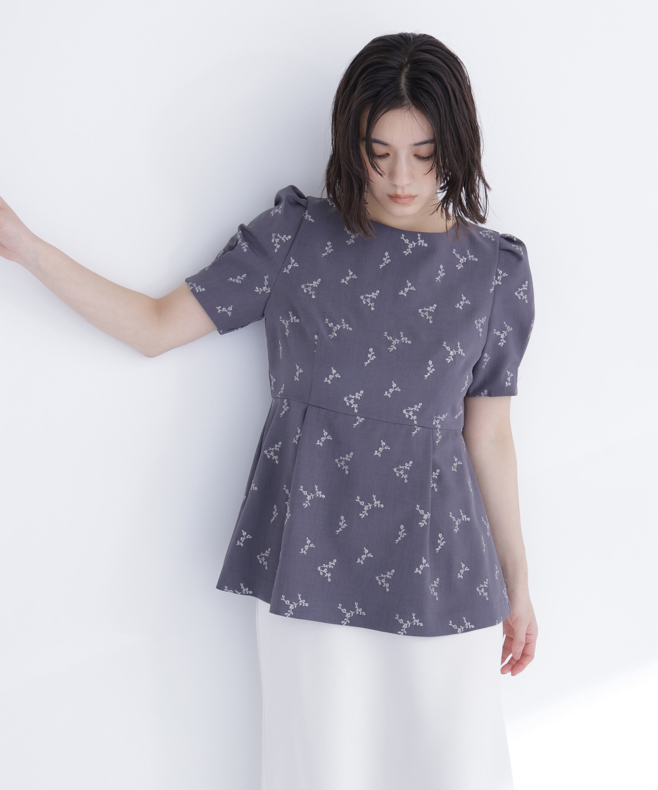  「ラメ刺繍ペプラムブラウス」|シャツ・ブラウス|