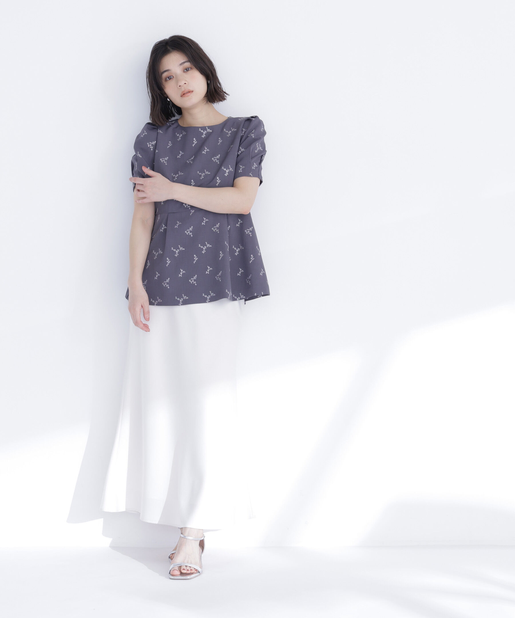  「ラメ刺繍ペプラムブラウス」|シャツ・ブラウス|