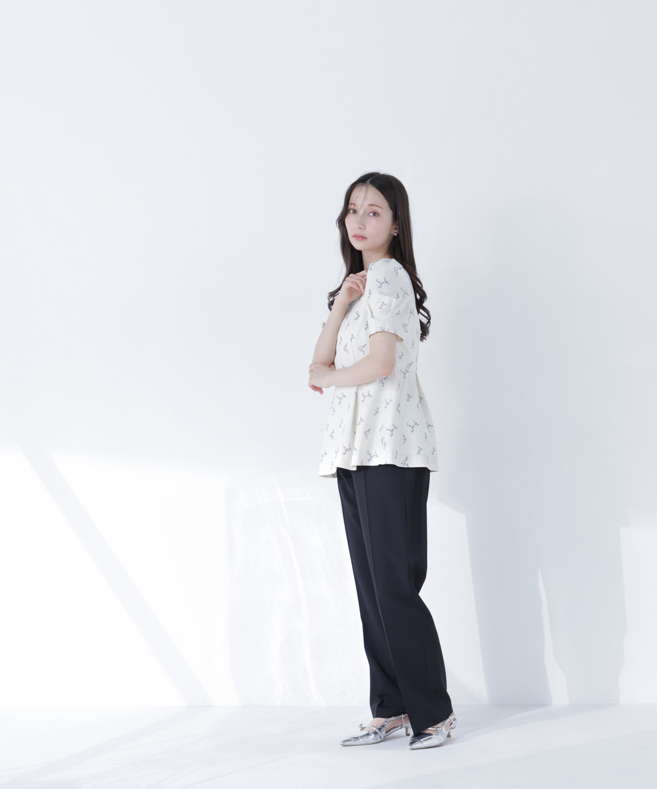  「ラメ刺繍ペプラムブラウス」|シャツ・ブラウス|