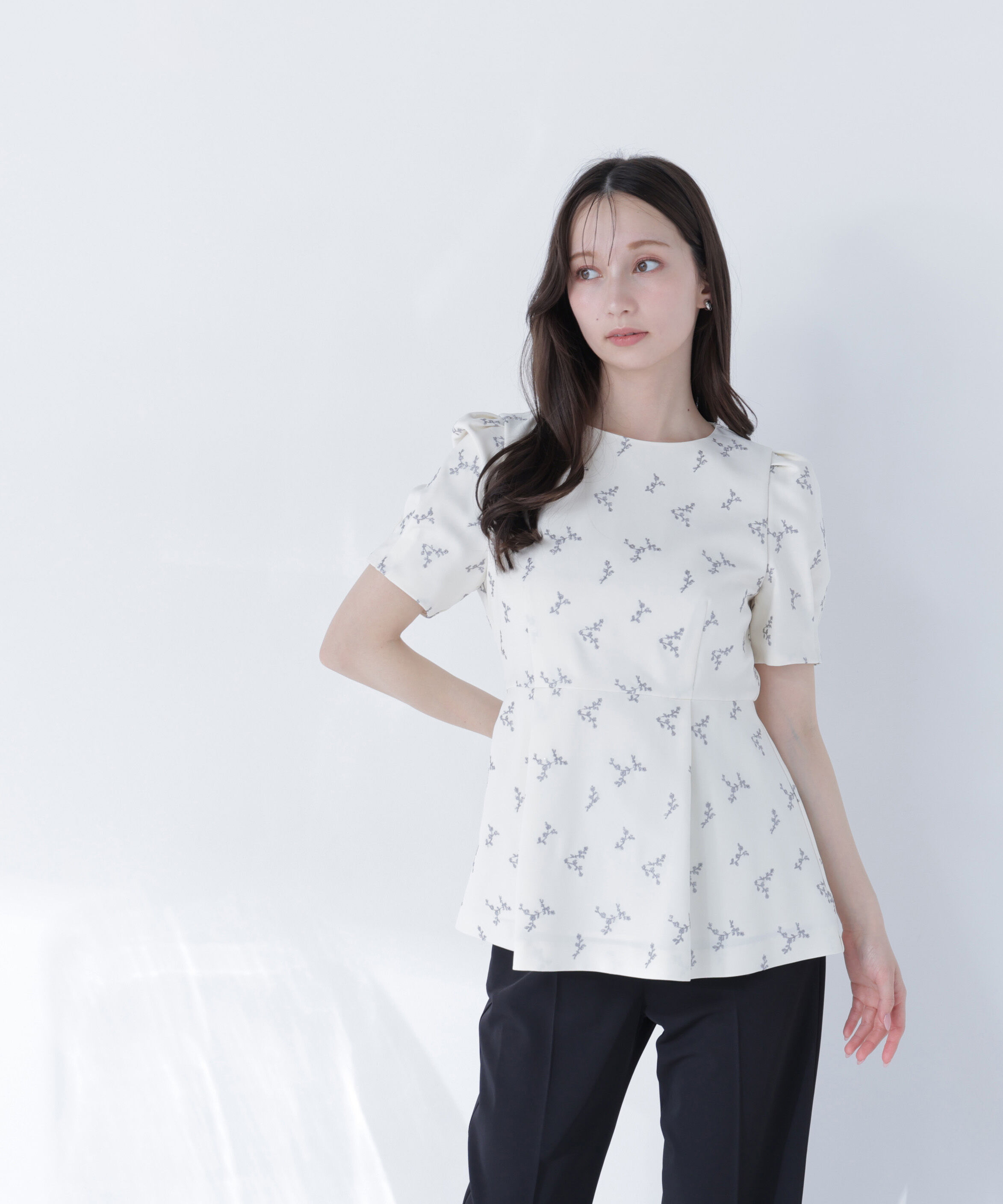  「ラメ刺繍ペプラムブラウス」|シャツ・ブラウス|