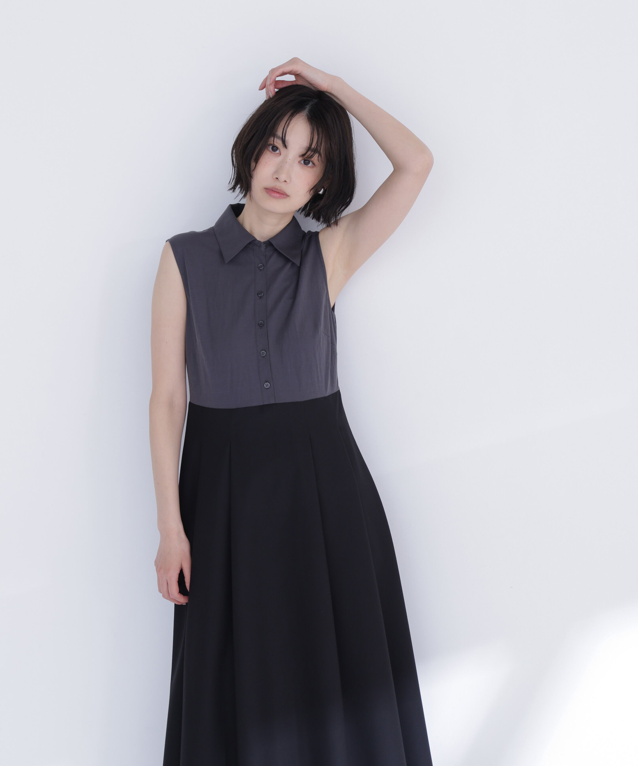  「ポロカラードッキングワンピース」|ワンピース|ブラック&times;オ  2