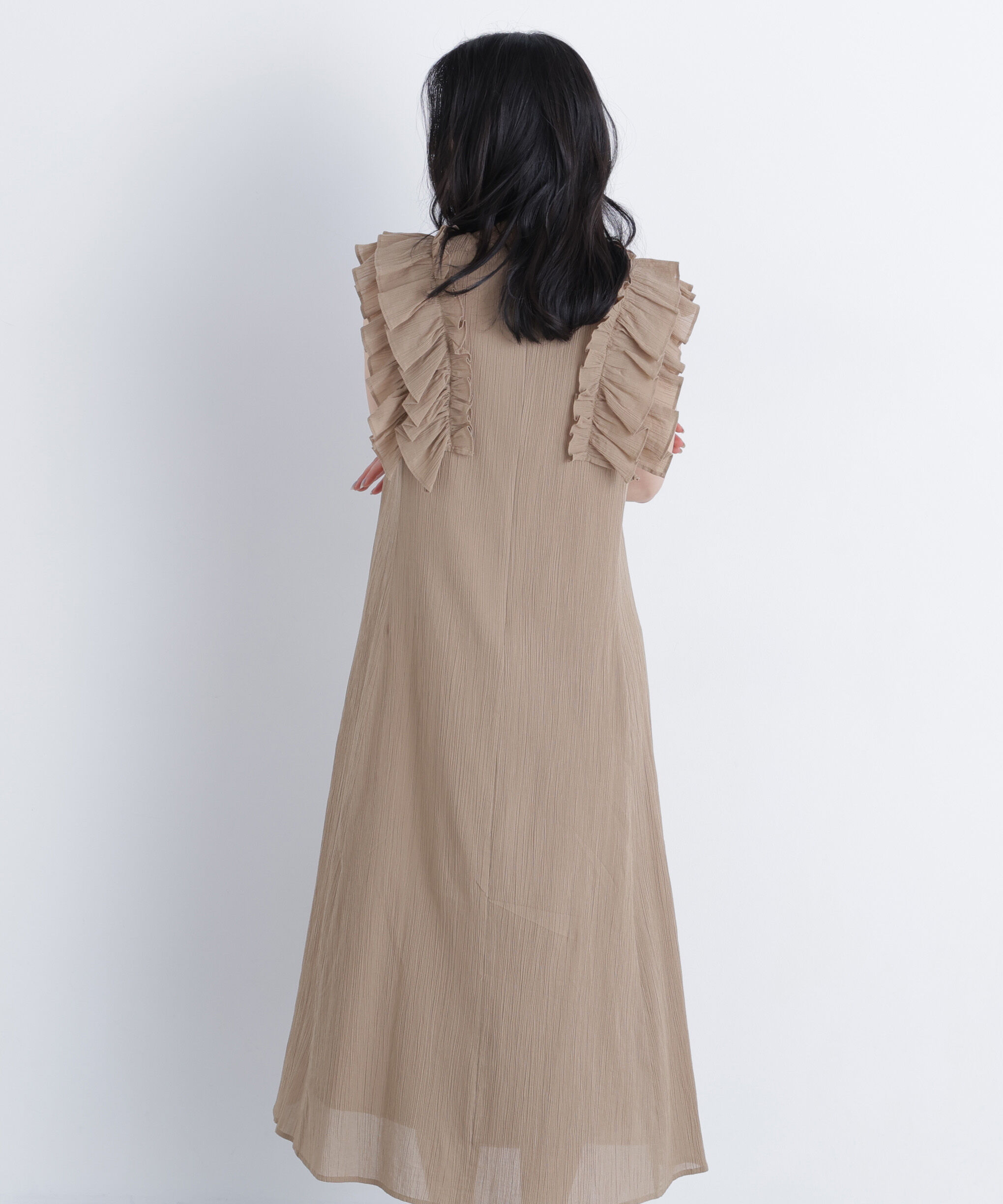  「デザインフリル楊柳ワンピース」|ワンピース|