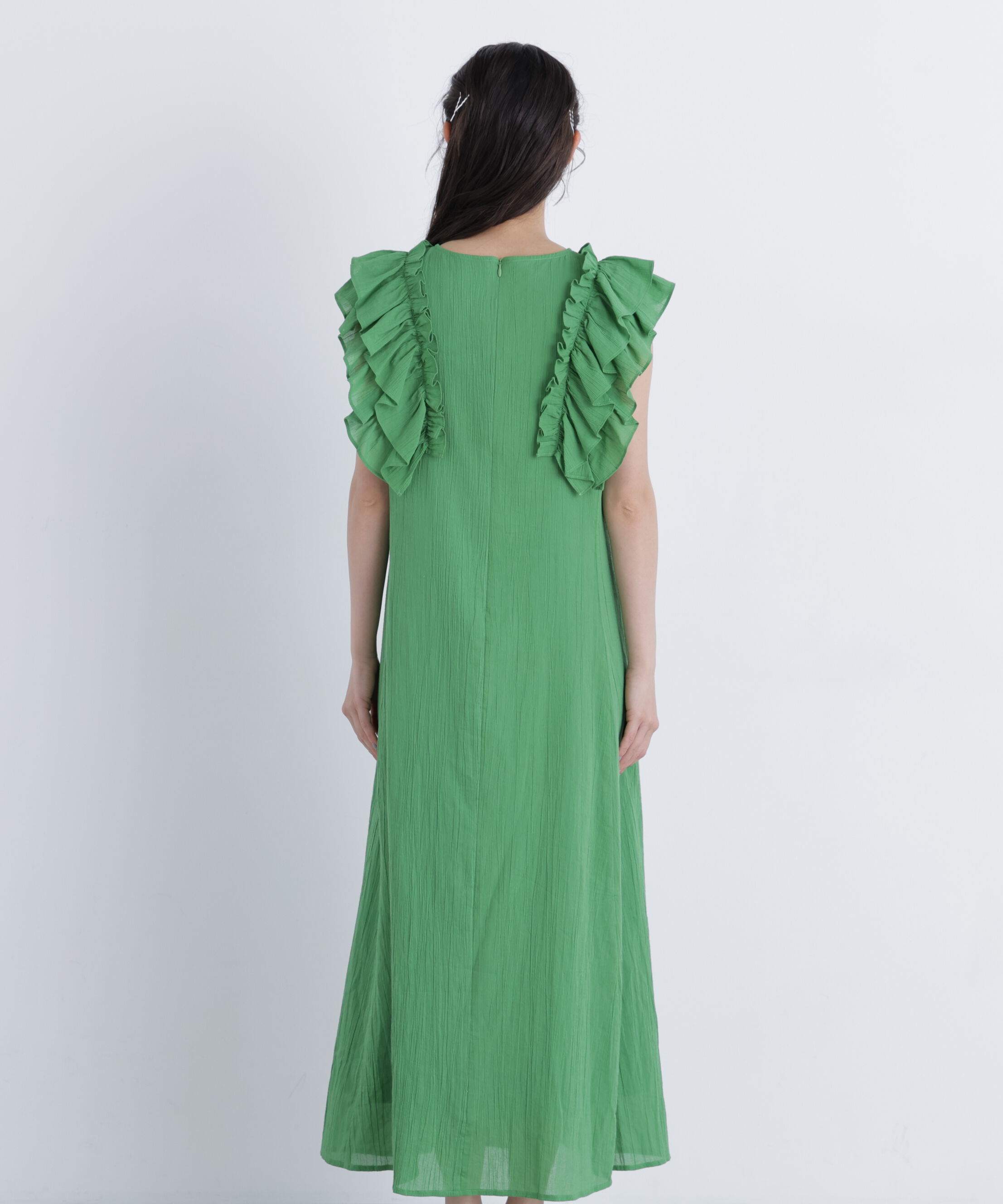  「デザインフリル楊柳ワンピース」|ワンピース|