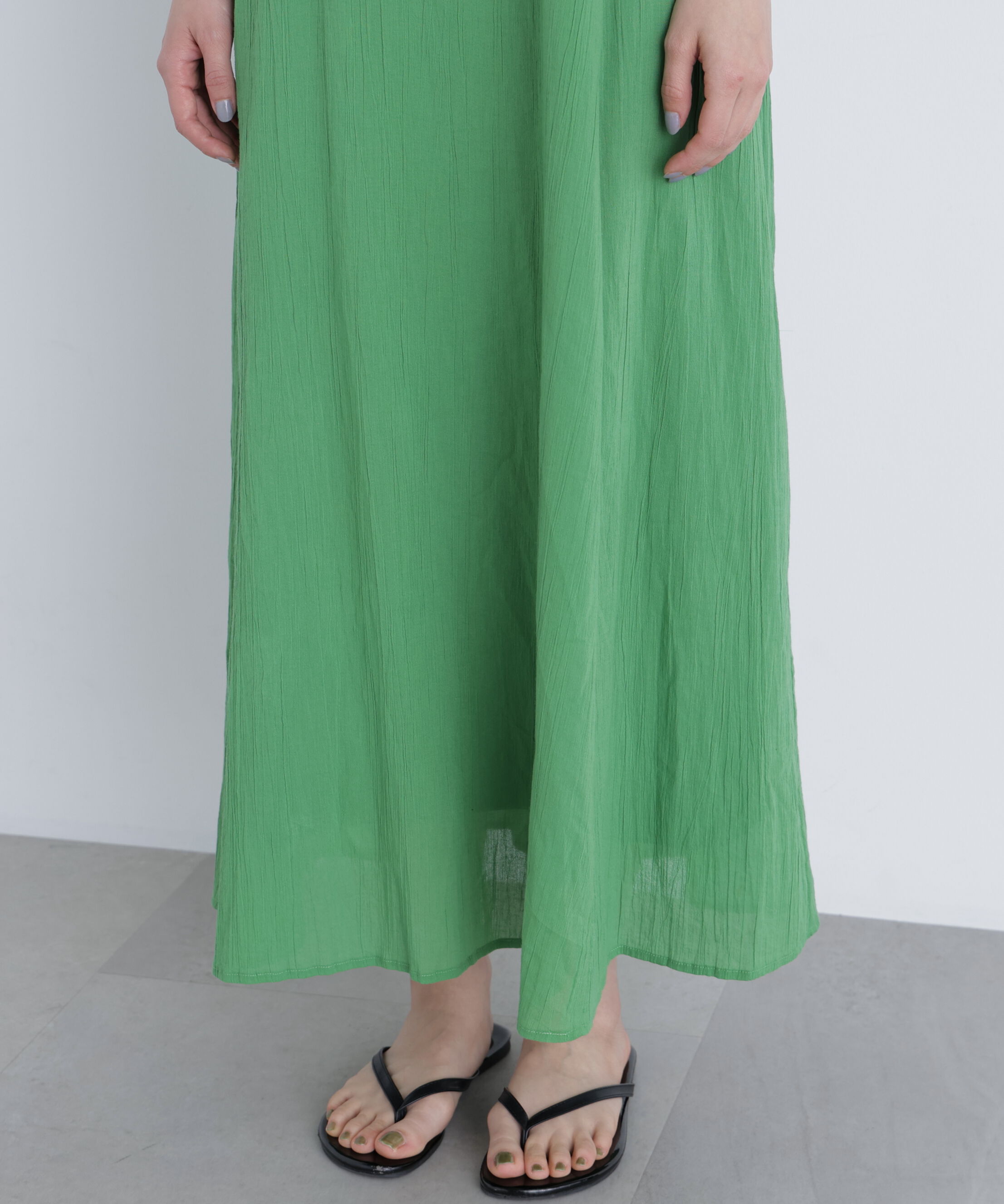  「デザインフリル楊柳ワンピース」|ワンピース|