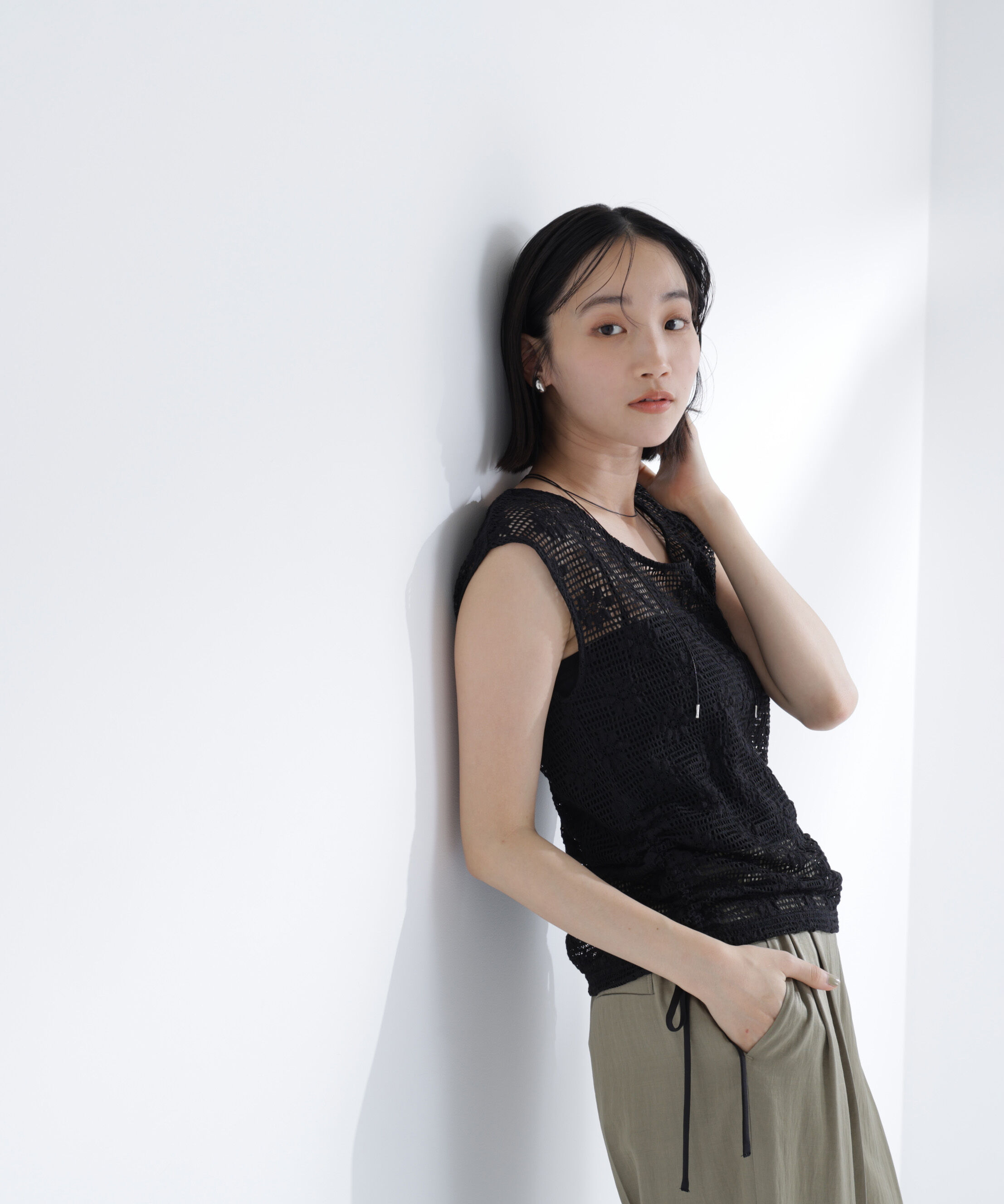  「ドロストレースカットソー」|Tシャツ・カットソー|ブラック