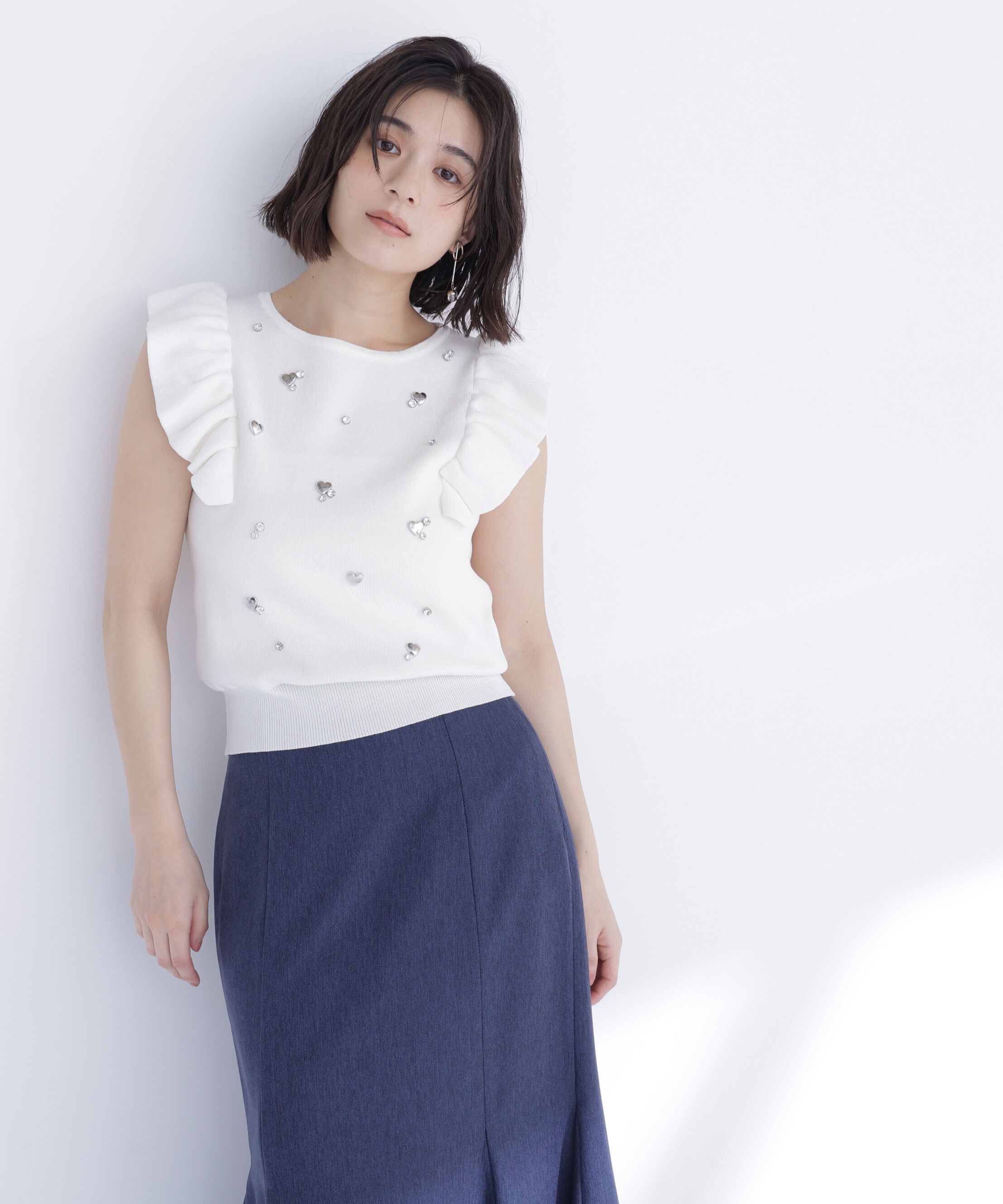  「ハートモチーフビジューニット」|ニット・セーター|