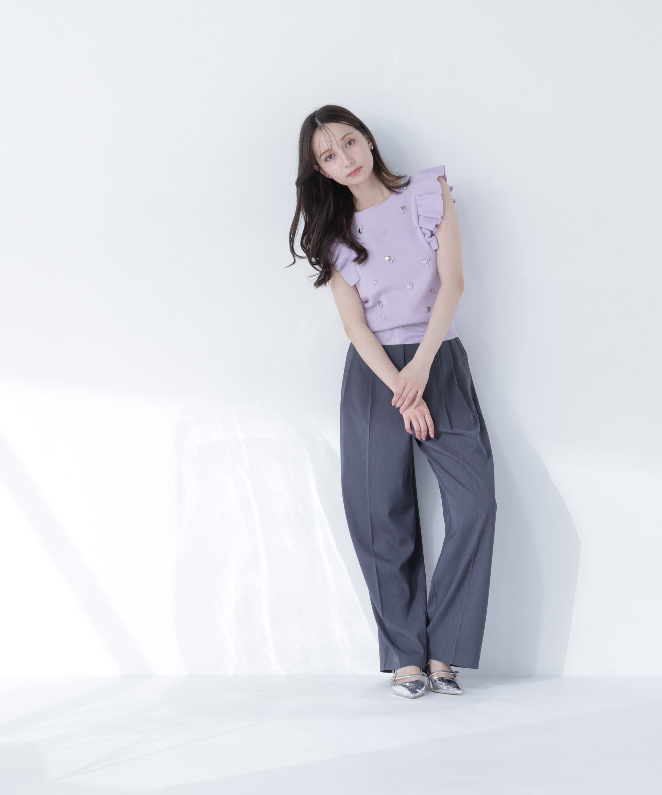  「ハートモチーフビジューニット」|ニット・セーター|