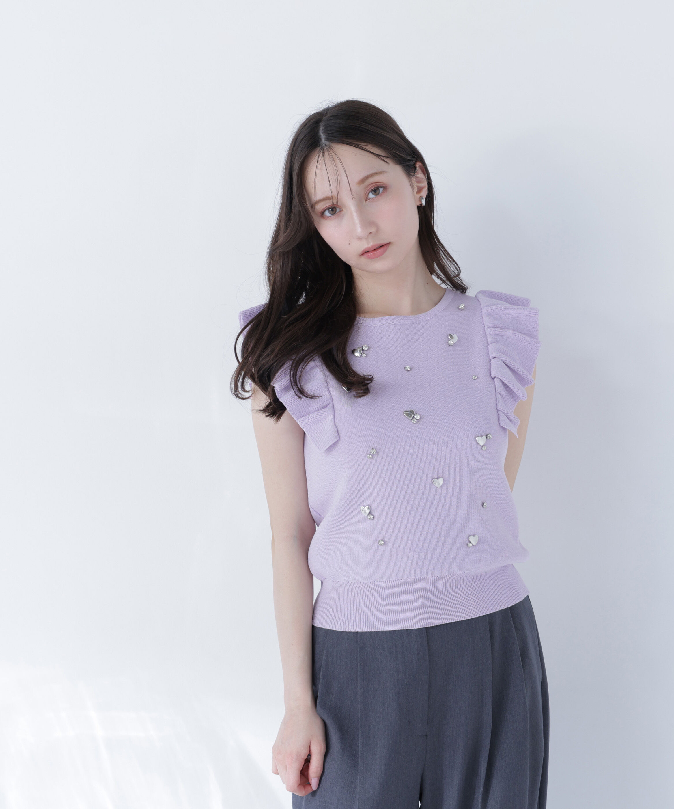  「ハートモチーフビジューニット」|ニット・セーター|