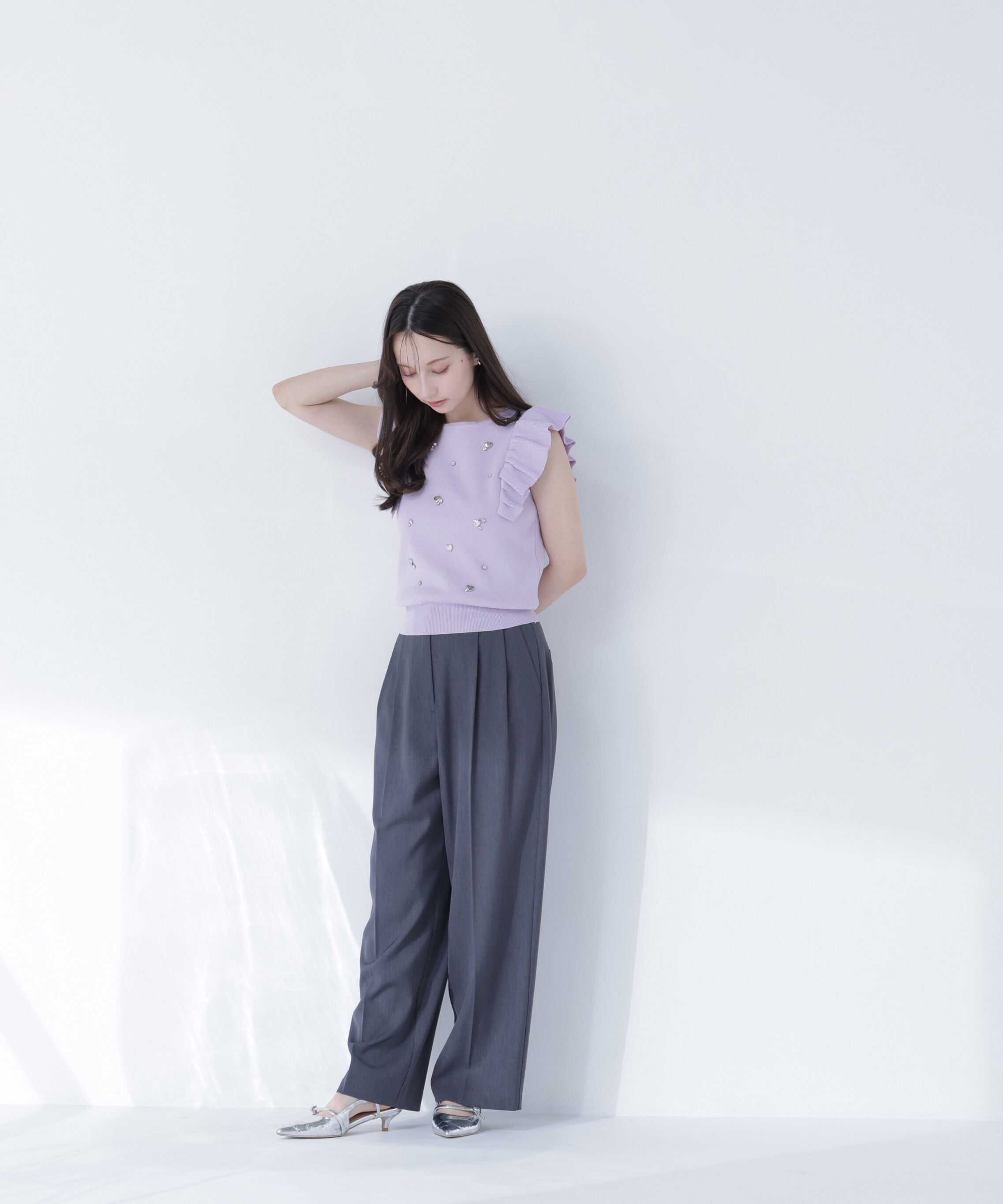  「ハートモチーフビジューニット」|ニット・セーター|