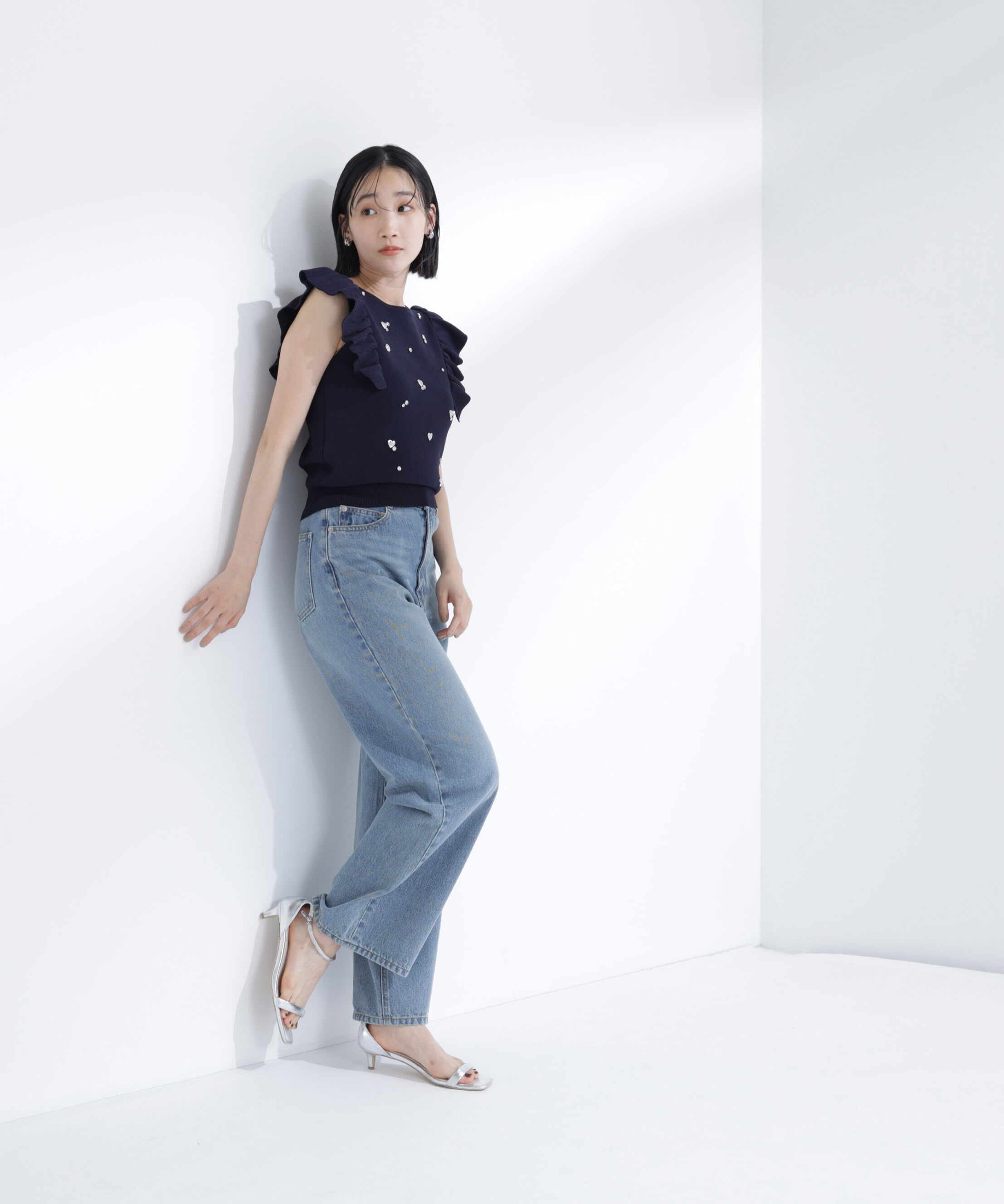  「ハートモチーフビジューニット」|ニット・セーター|