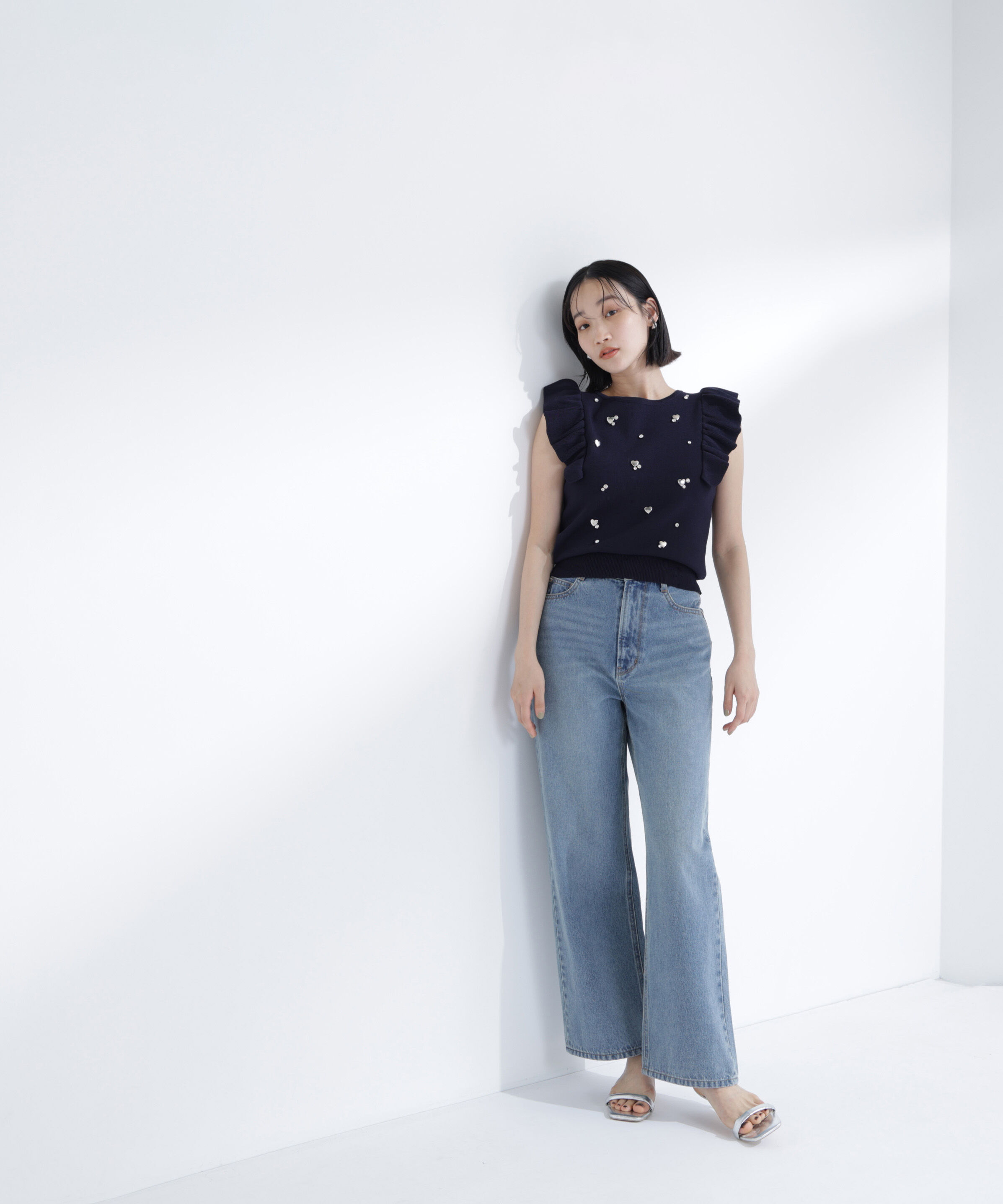  「ハートモチーフビジューニット」|ニット・セーター|