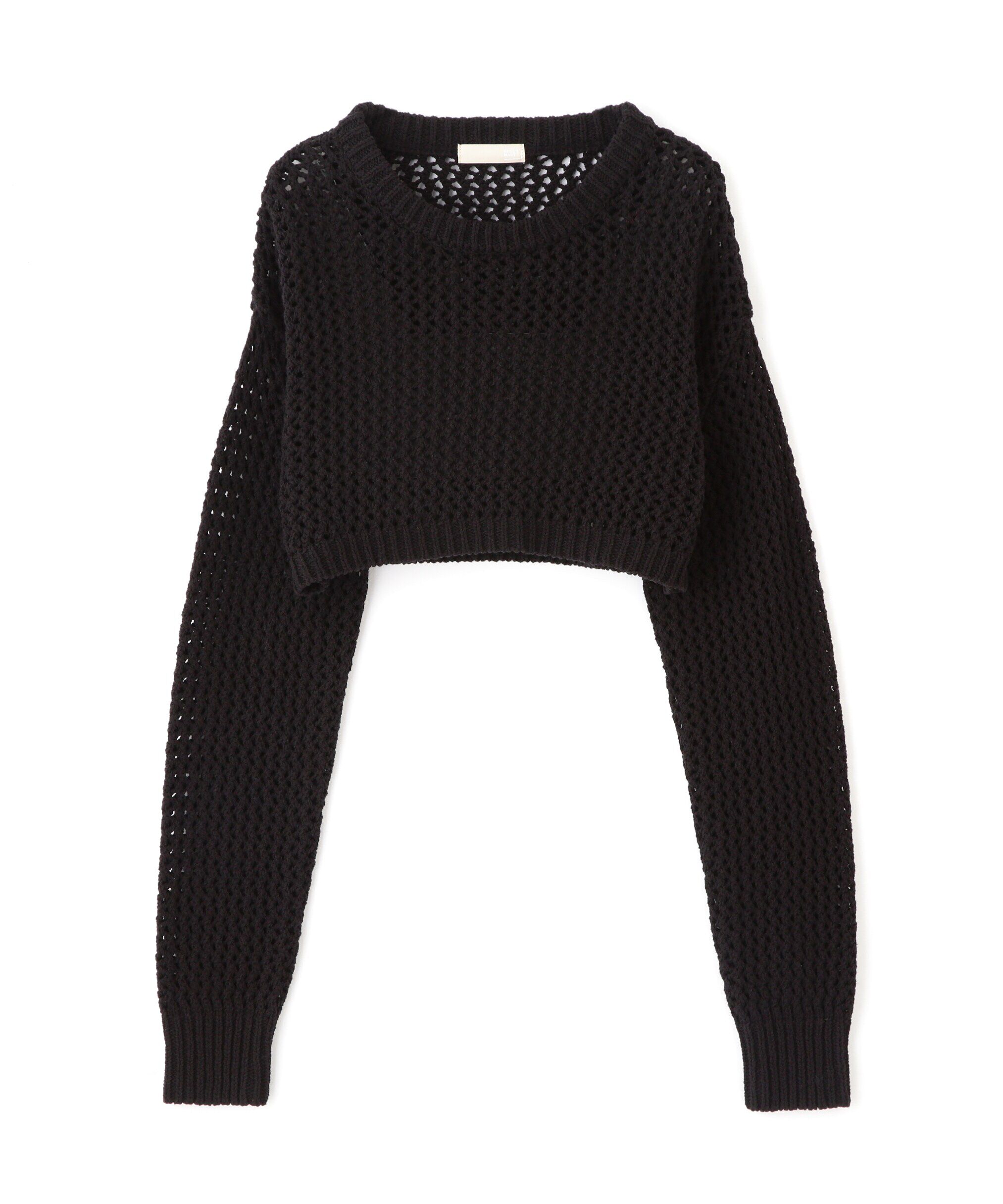  「ショート丈メッシュニットプルオーバー」|ニット・セーター|