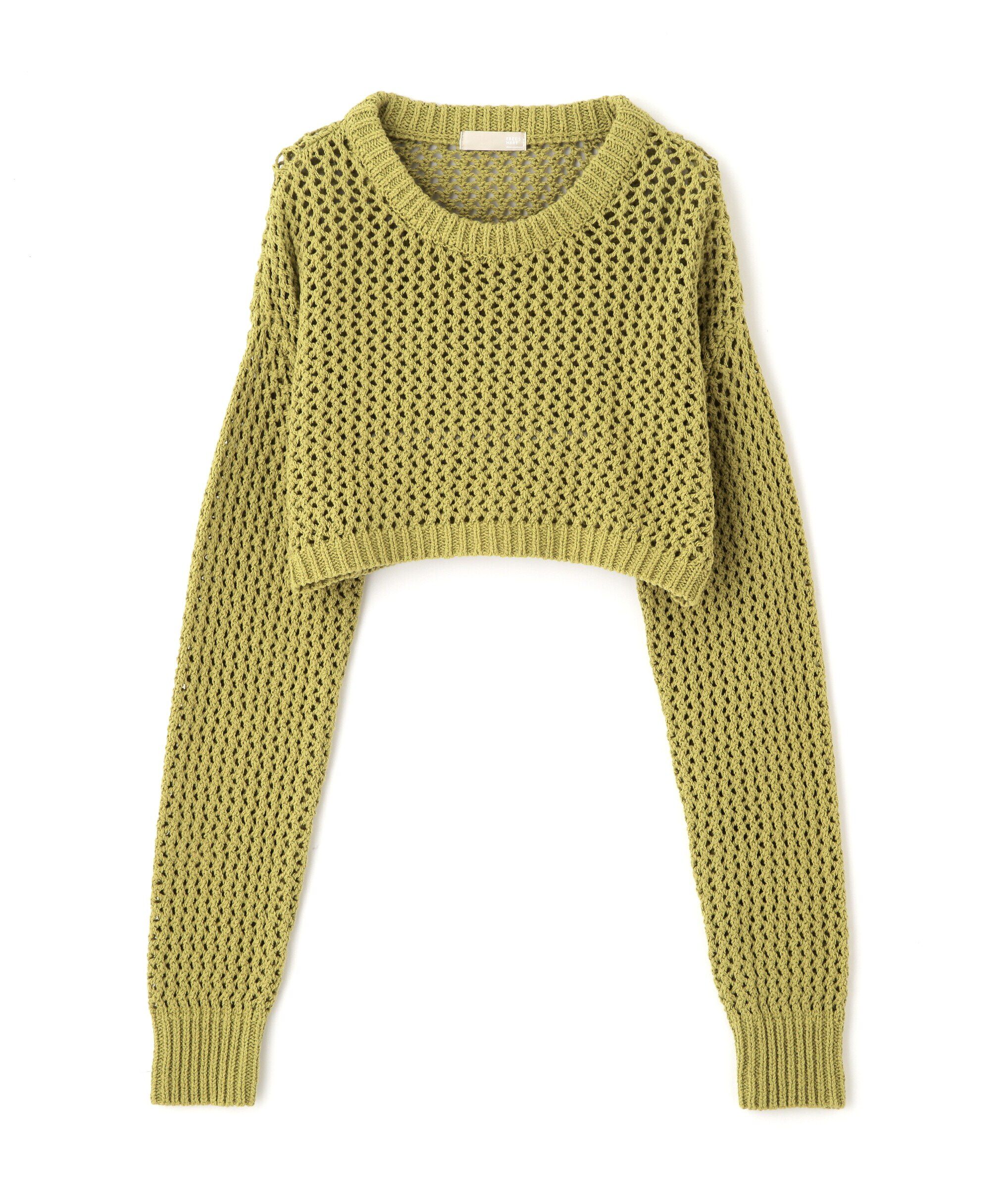  「ショート丈メッシュニットプルオーバー」|ニット・セーター|