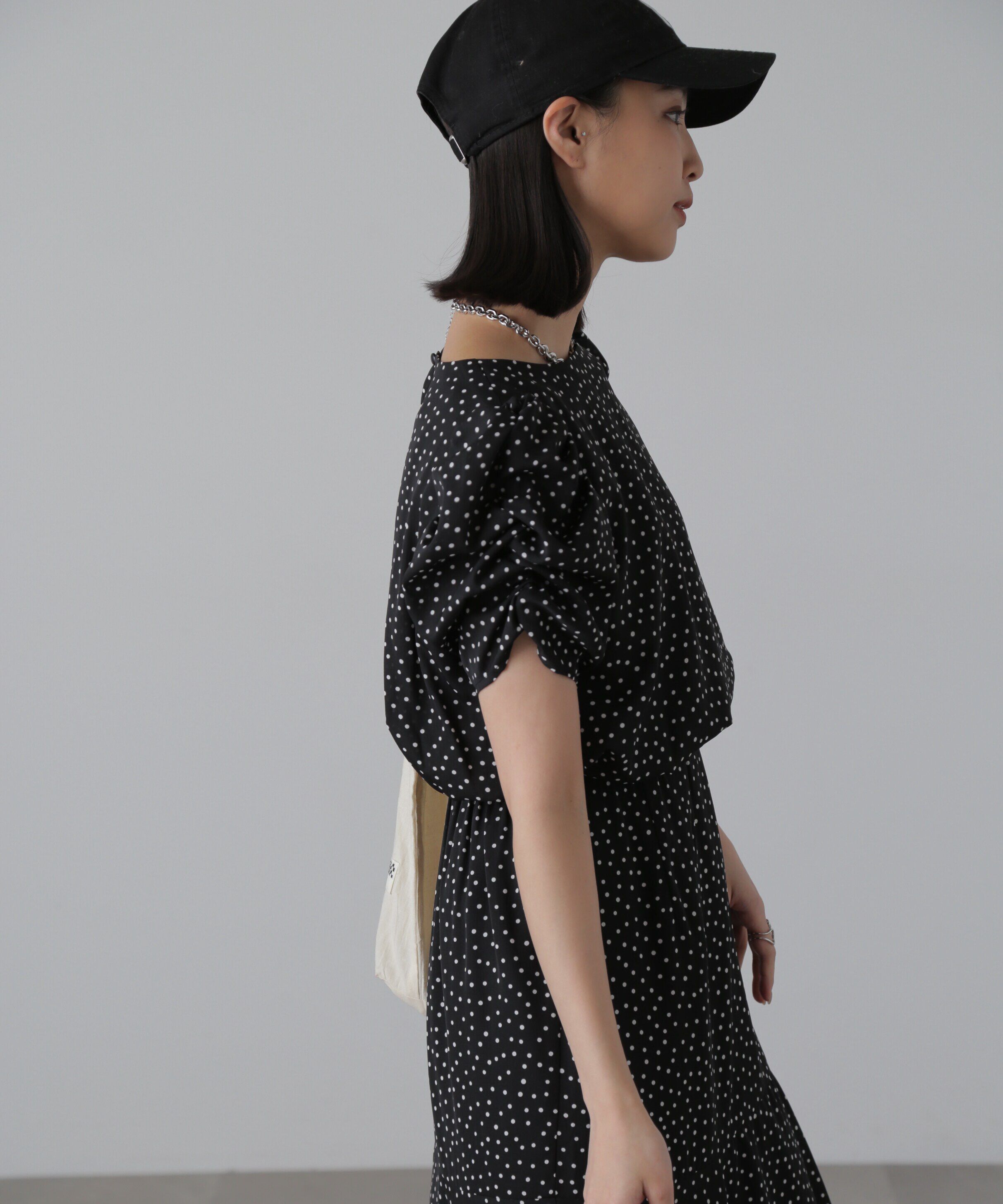  「ボリュームスリーブマーメイドワンピ―ス」|ワンピース|