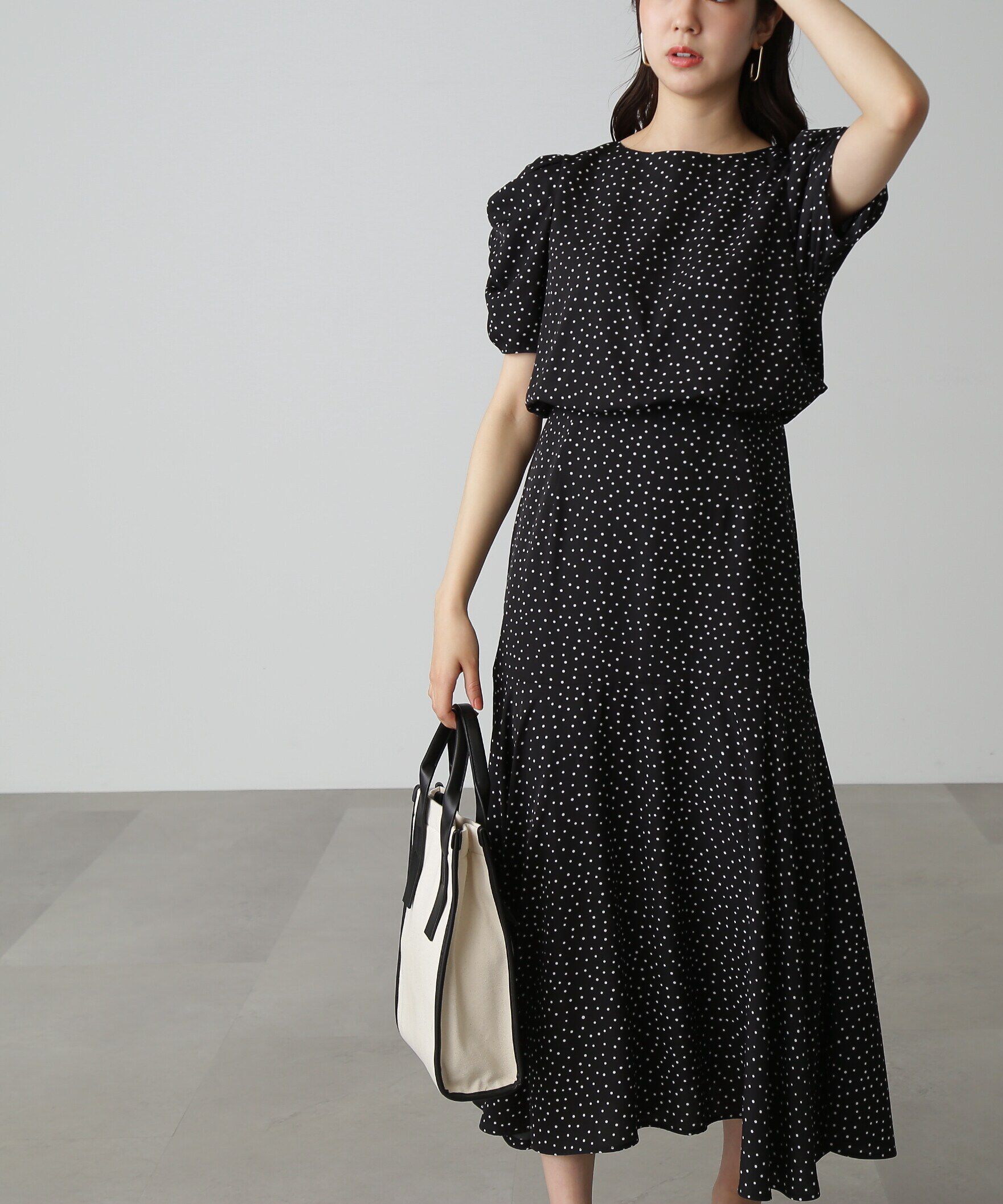  「ボリュームスリーブマーメイドワンピ―ス」|ワンピース|