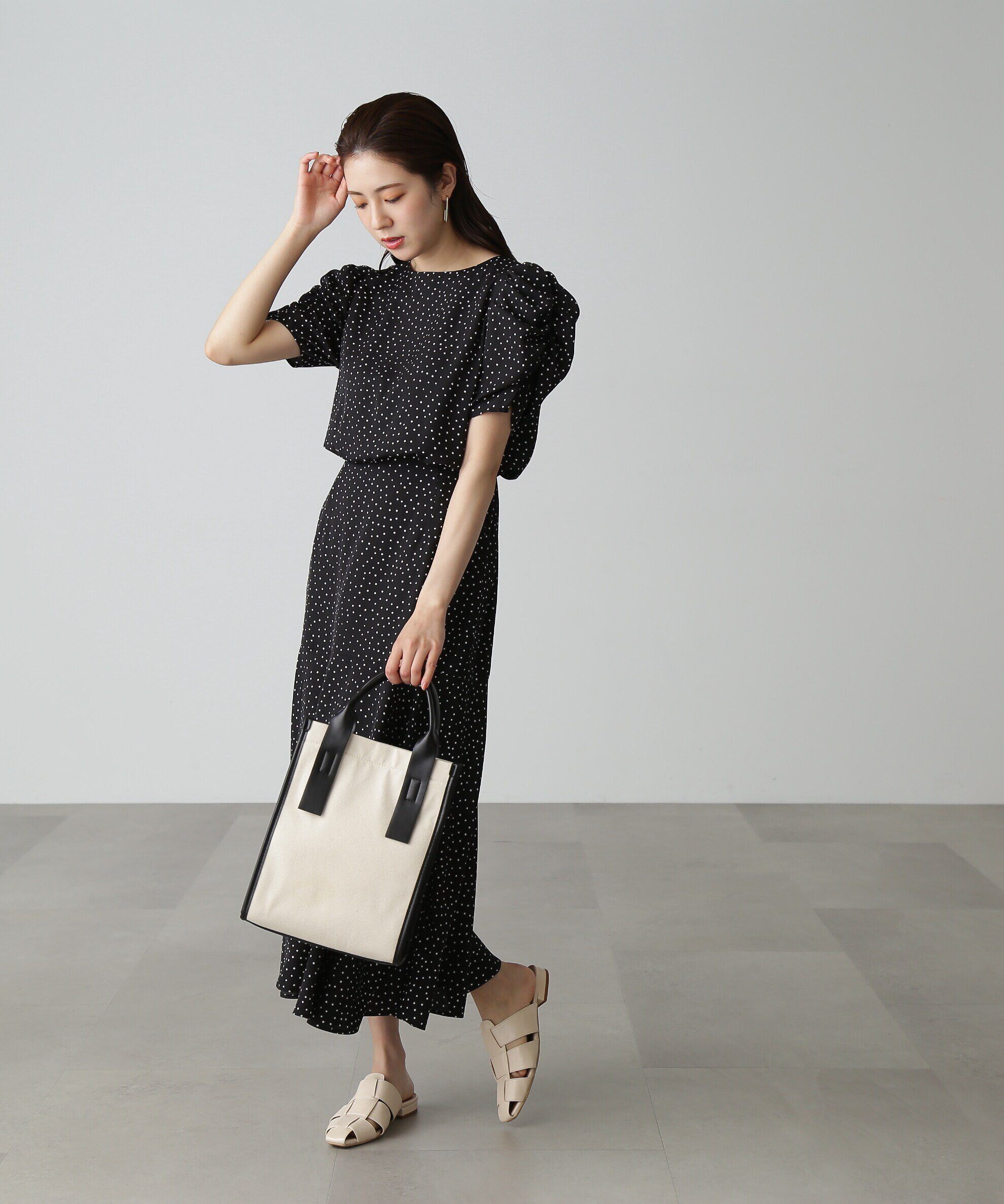  「ボリュームスリーブマーメイドワンピ―ス」|ワンピース|