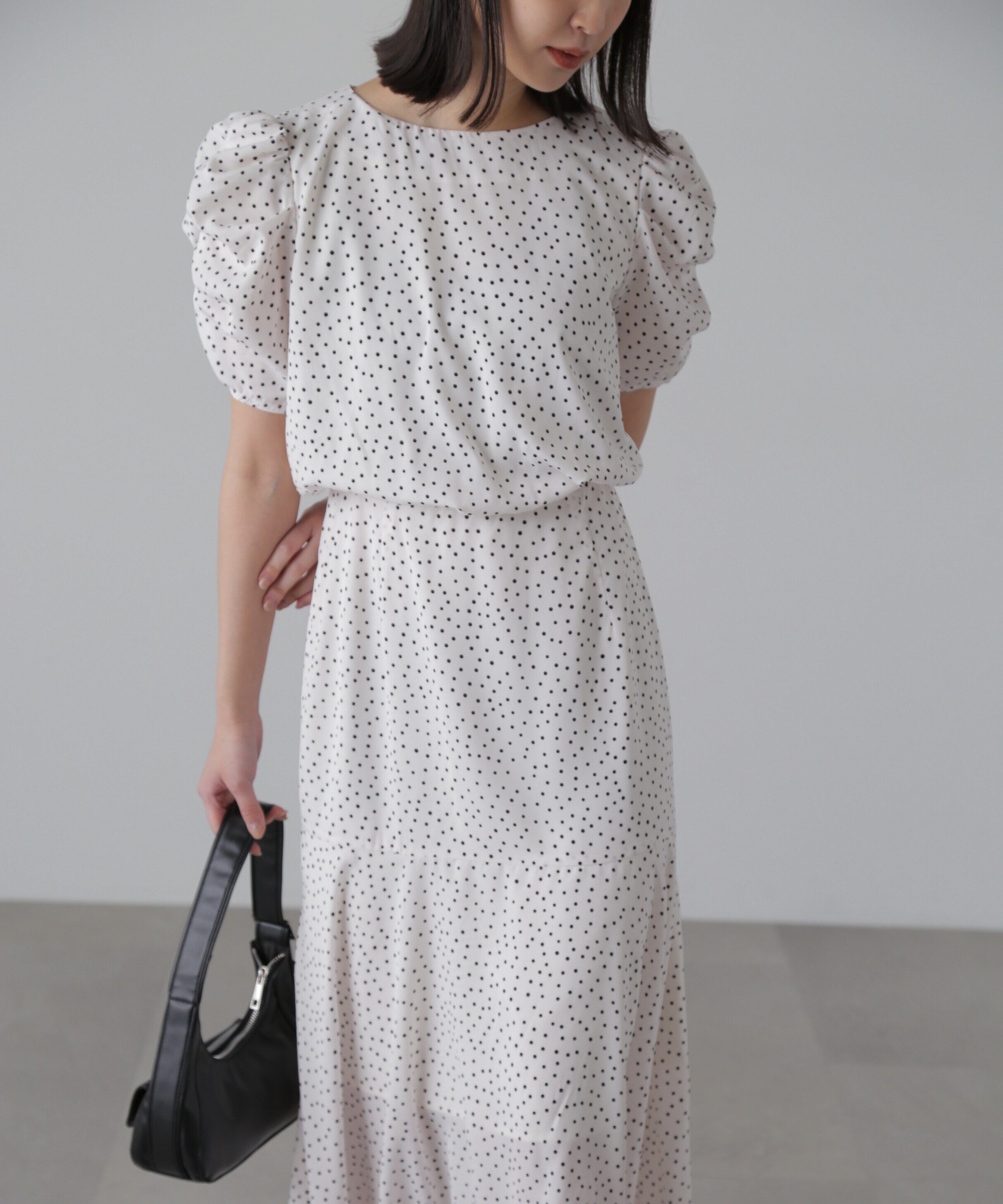  「ボリュームスリーブマーメイドワンピ―ス」|ワンピース|