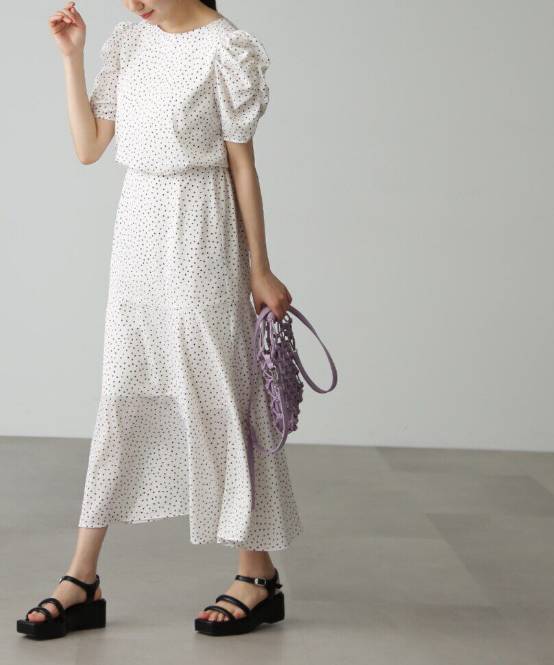  「ボリュームスリーブマーメイドワンピ―ス」|ワンピース|