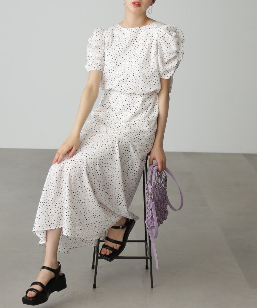  「ボリュームスリーブマーメイドワンピ―ス」|ワンピース|