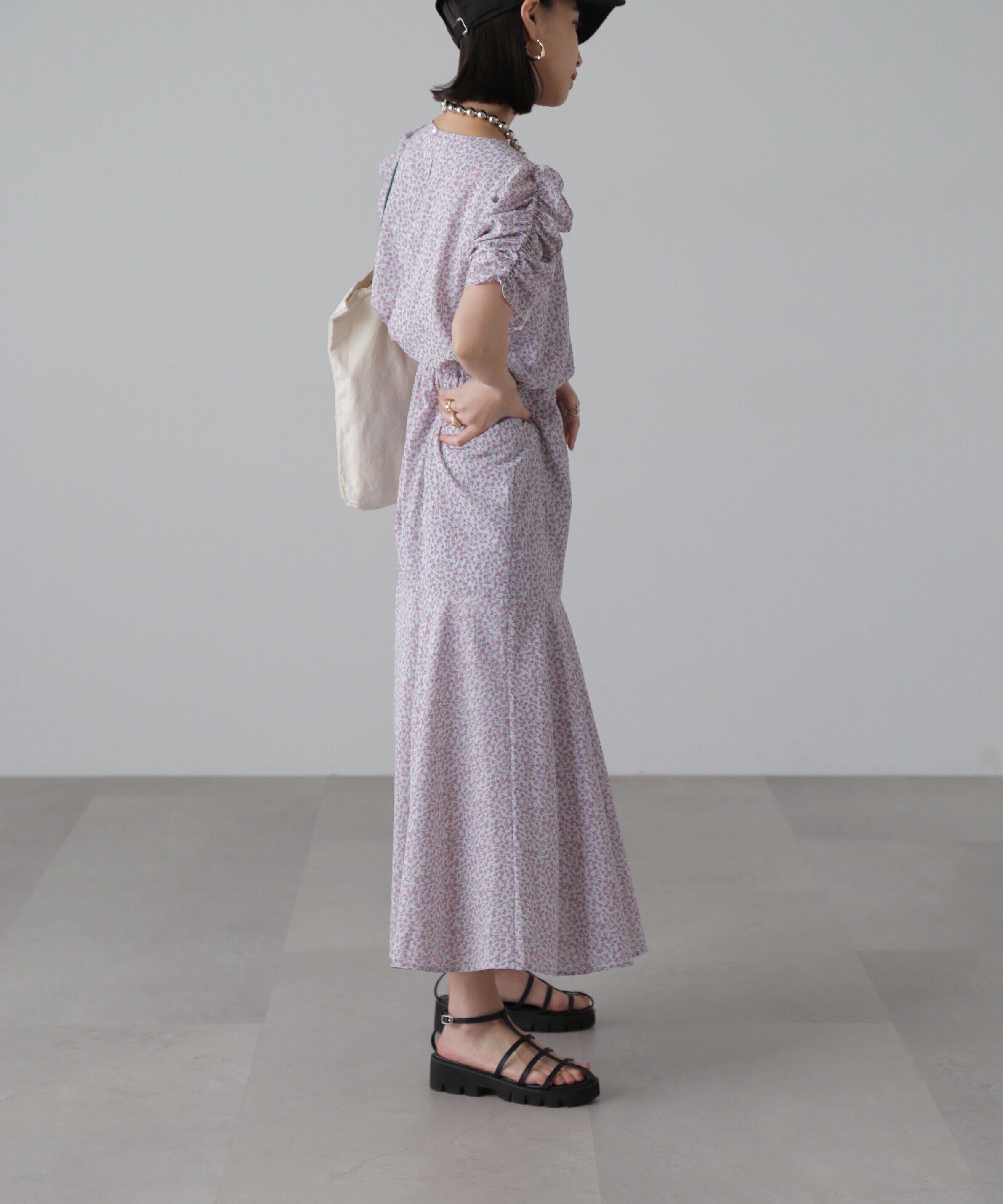  「ボリュームスリーブマーメイドワンピ―ス」|ワンピース|