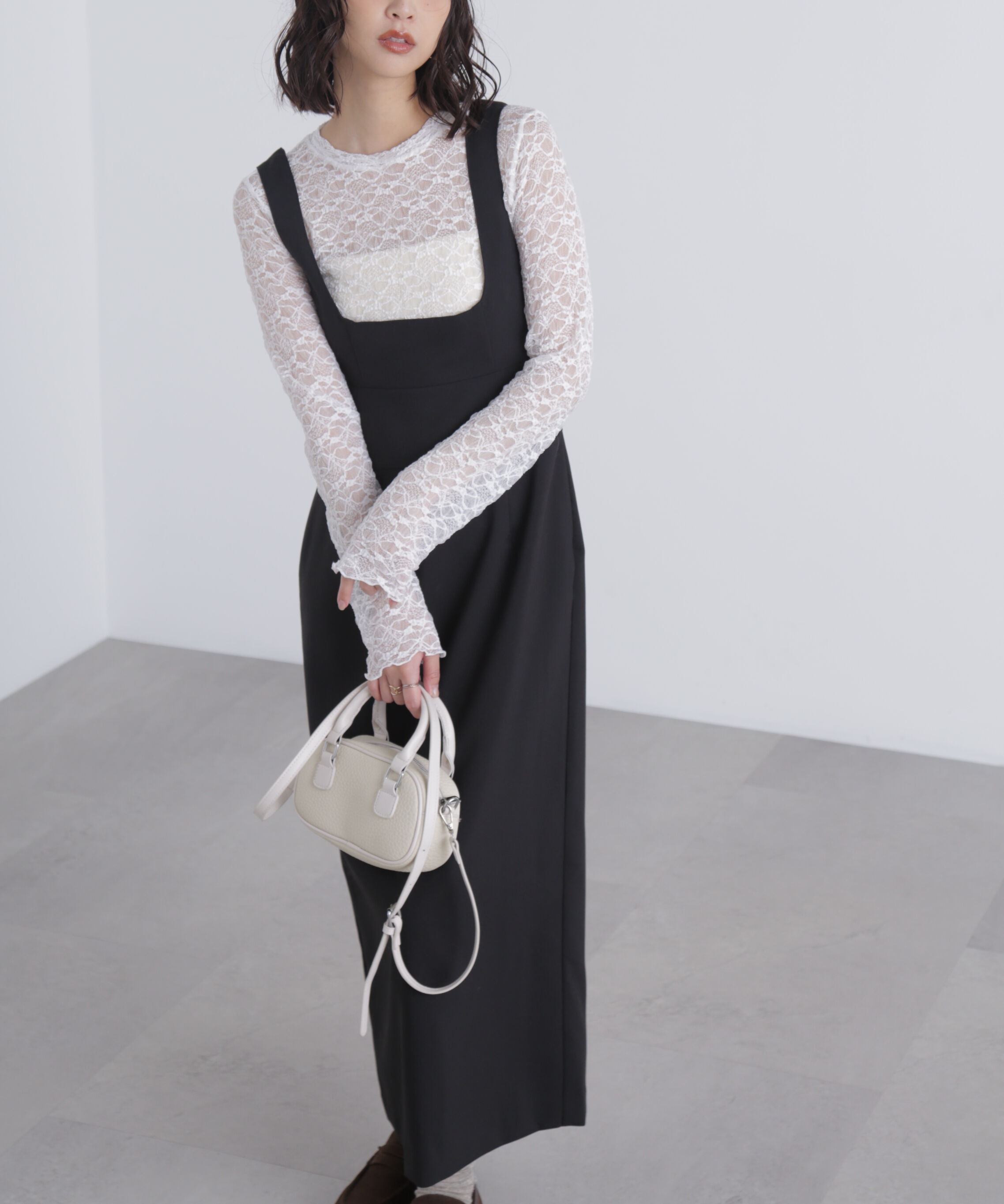  「スクープネックマキシジャンパースカート」|ワンピース|