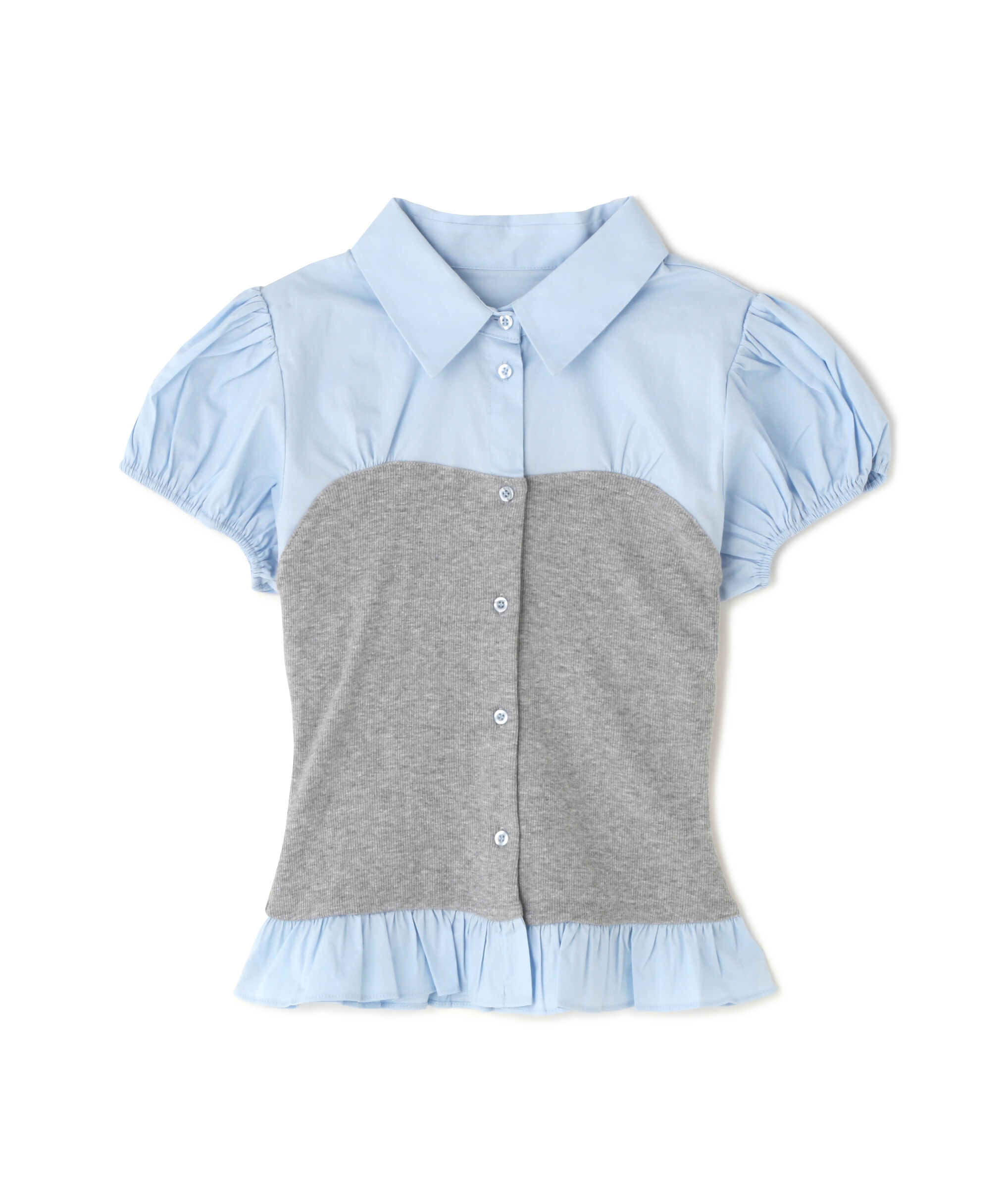  「ビスチェドッキングパフスリーブ半袖ブラウス」|Tシャツ・カットソー|