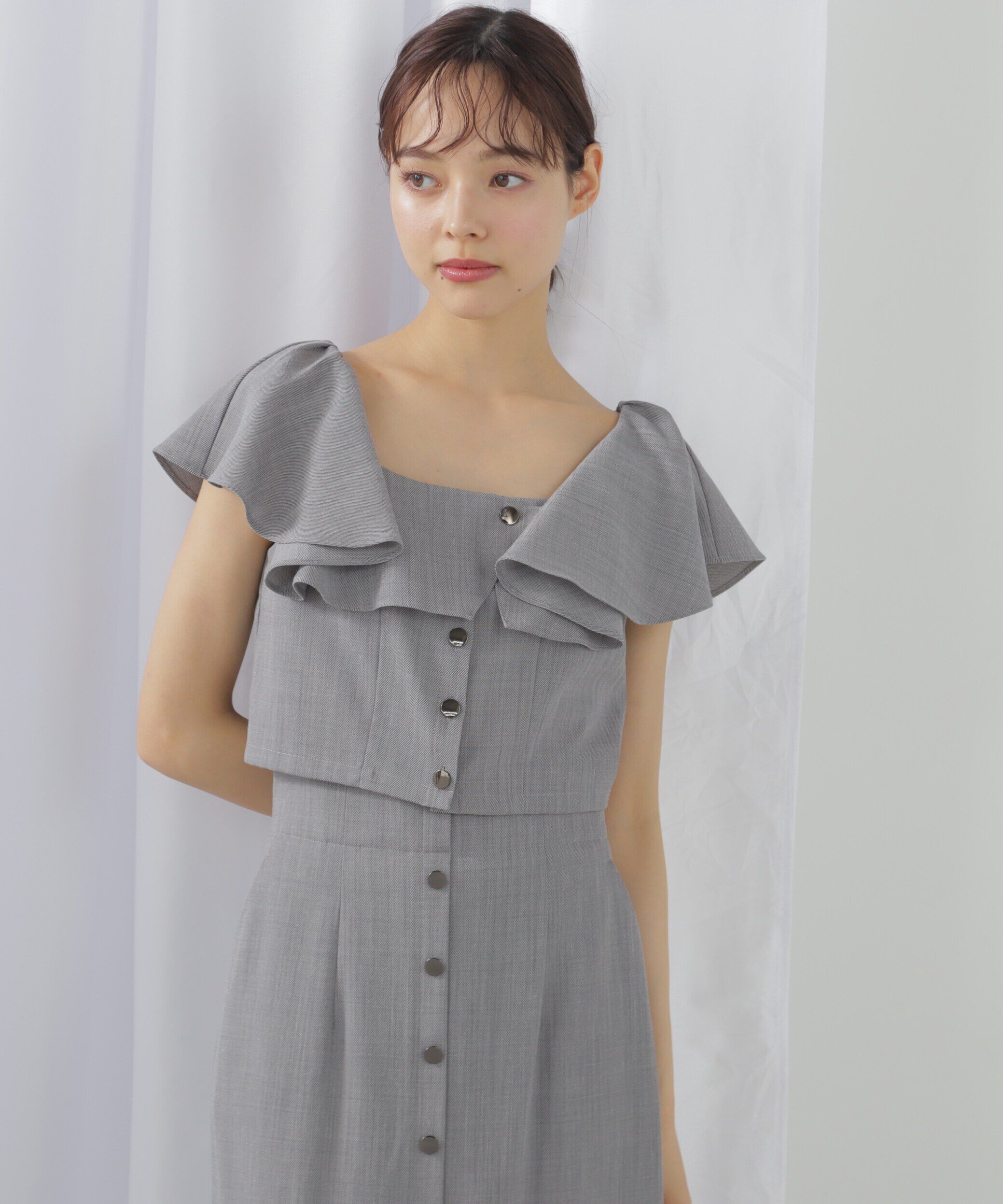  「リネンライククロップドブラウス　WEB限定カラー:ブルー」|シャツ・ブラウス|