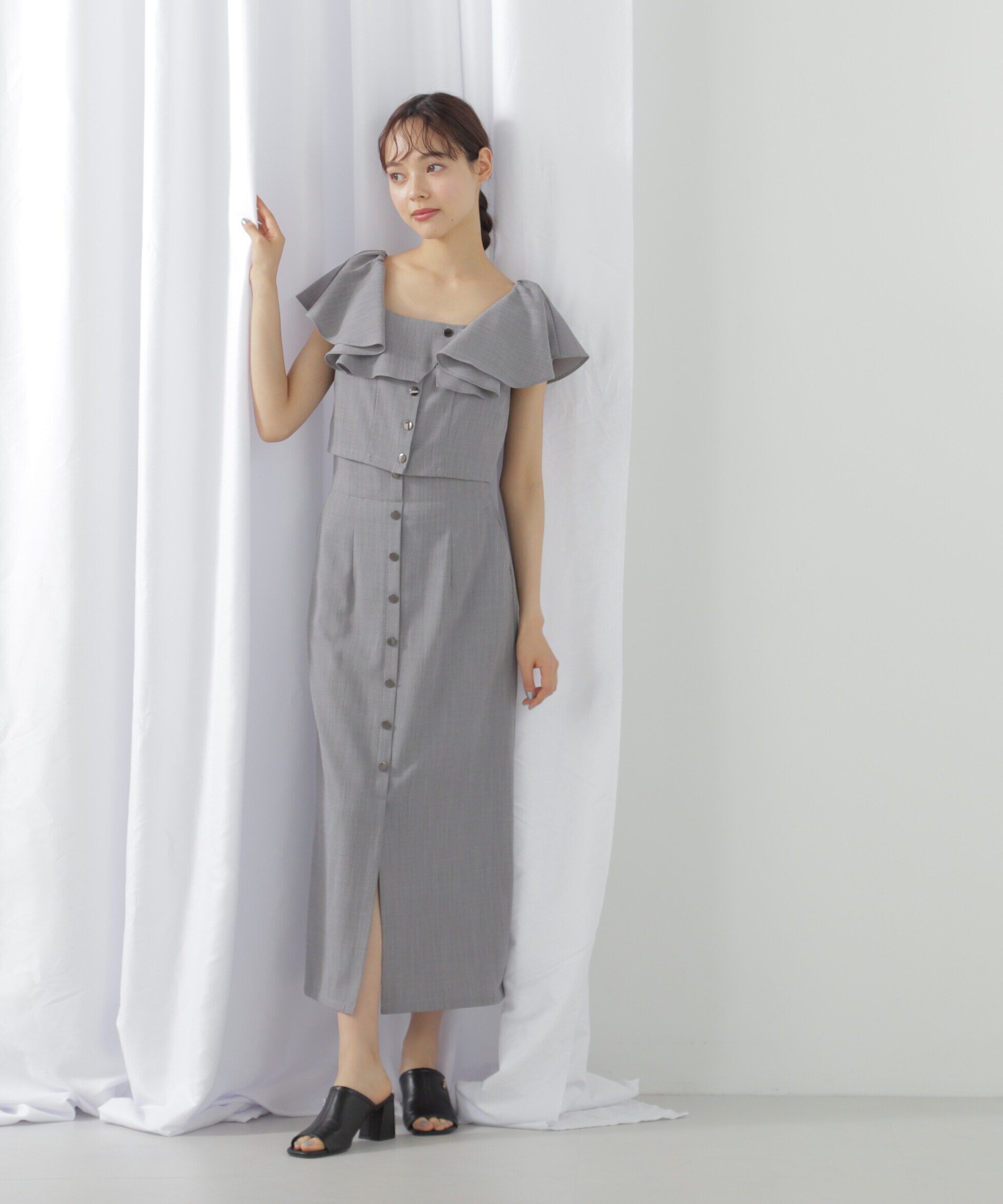  「リネンライククロップドブラウス　WEB限定カラー:ブルー」|シャツ・ブラウス|