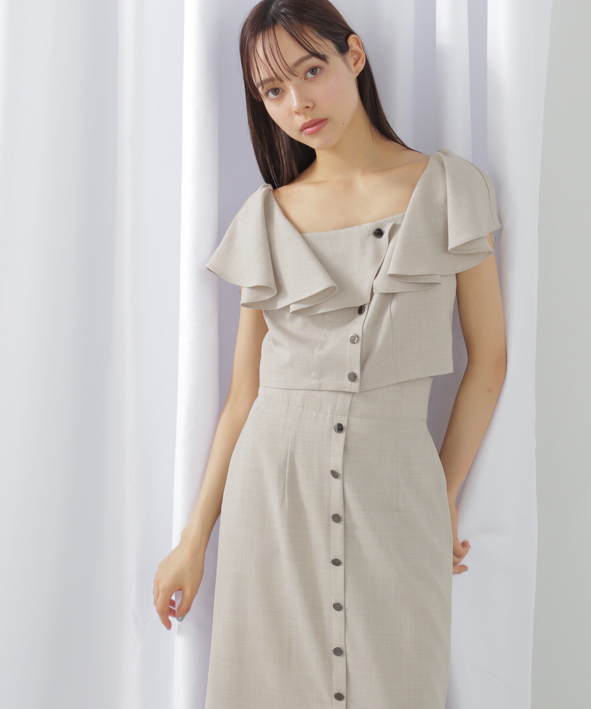  「リネンライククロップドブラウス　WEB限定カラー:ブルー」|シャツ・ブラウス|