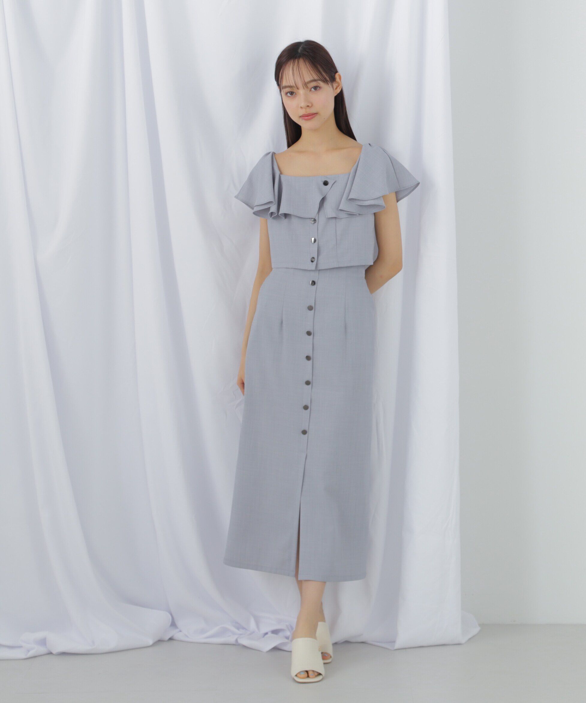  「リネンライククロップドブラウス　WEB限定カラー:ブルー」|シャツ・ブラウス|