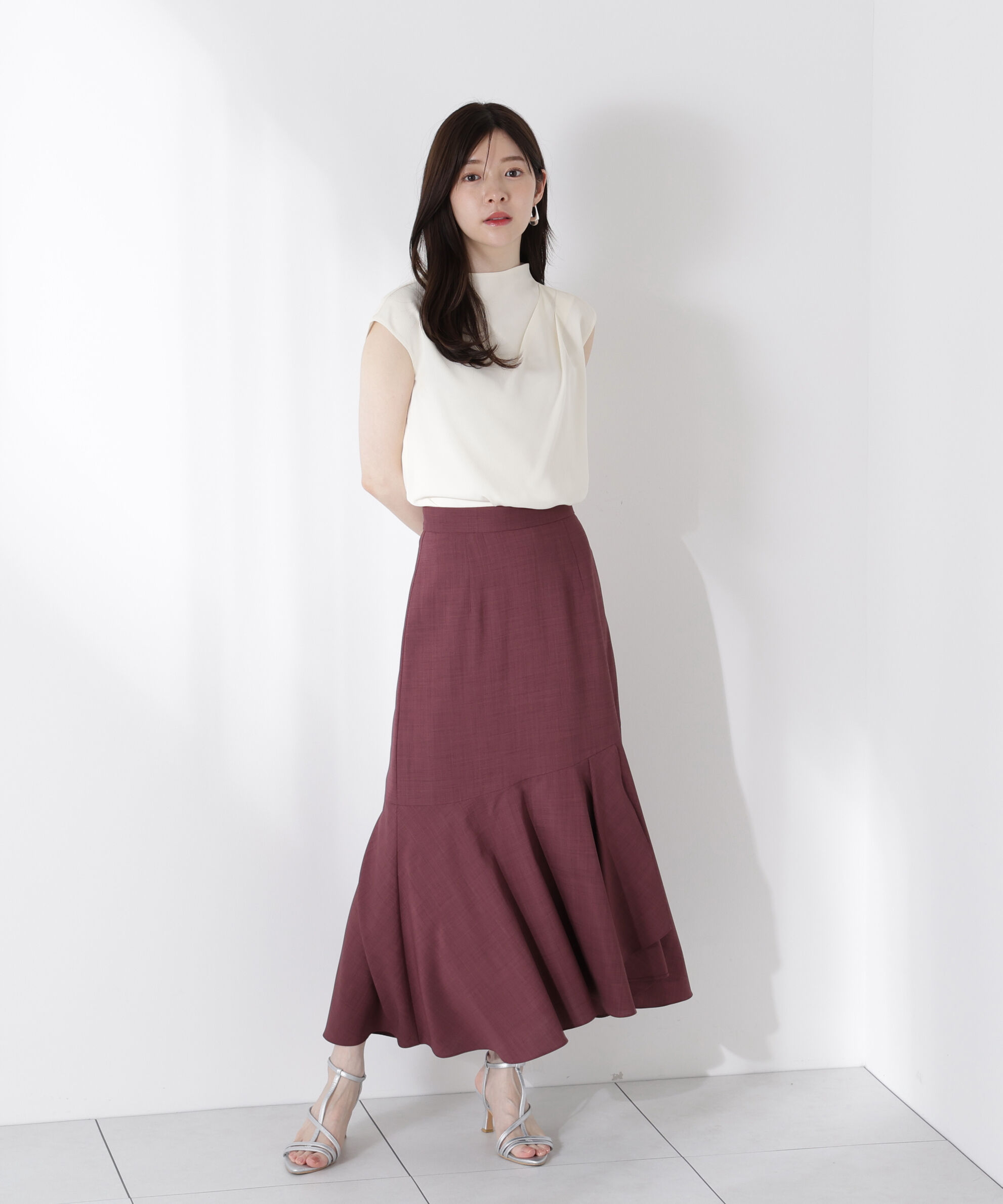 PROPORTION BODY DRESSING「アシメフリルマーメイドスカート」|スカート|ボルドー