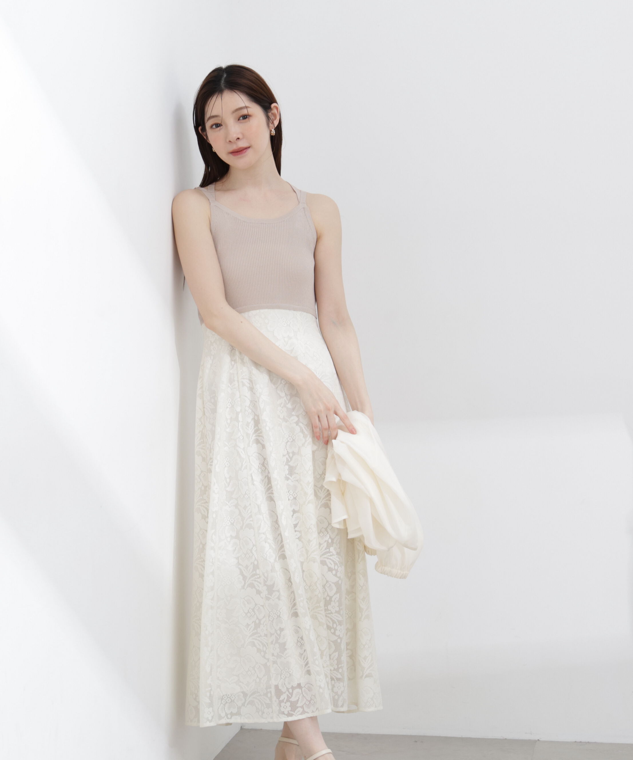 PROPORTION BODY DRESSING「ニットドッキングレースワンピース 26SS」|ワンピース|ベージュ&times;エク