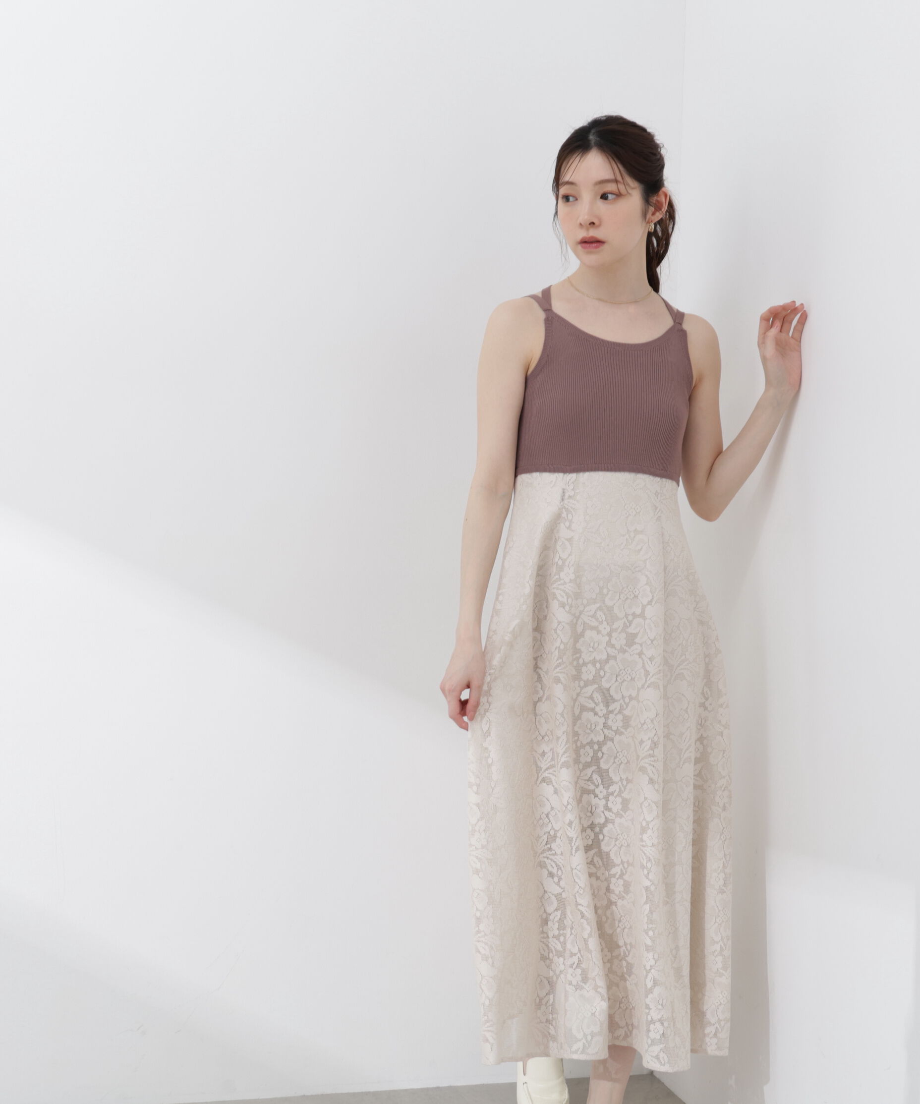 PROPORTION BODY DRESSING「ニットドッキングレースワンピース 26SS」|ワンピース|