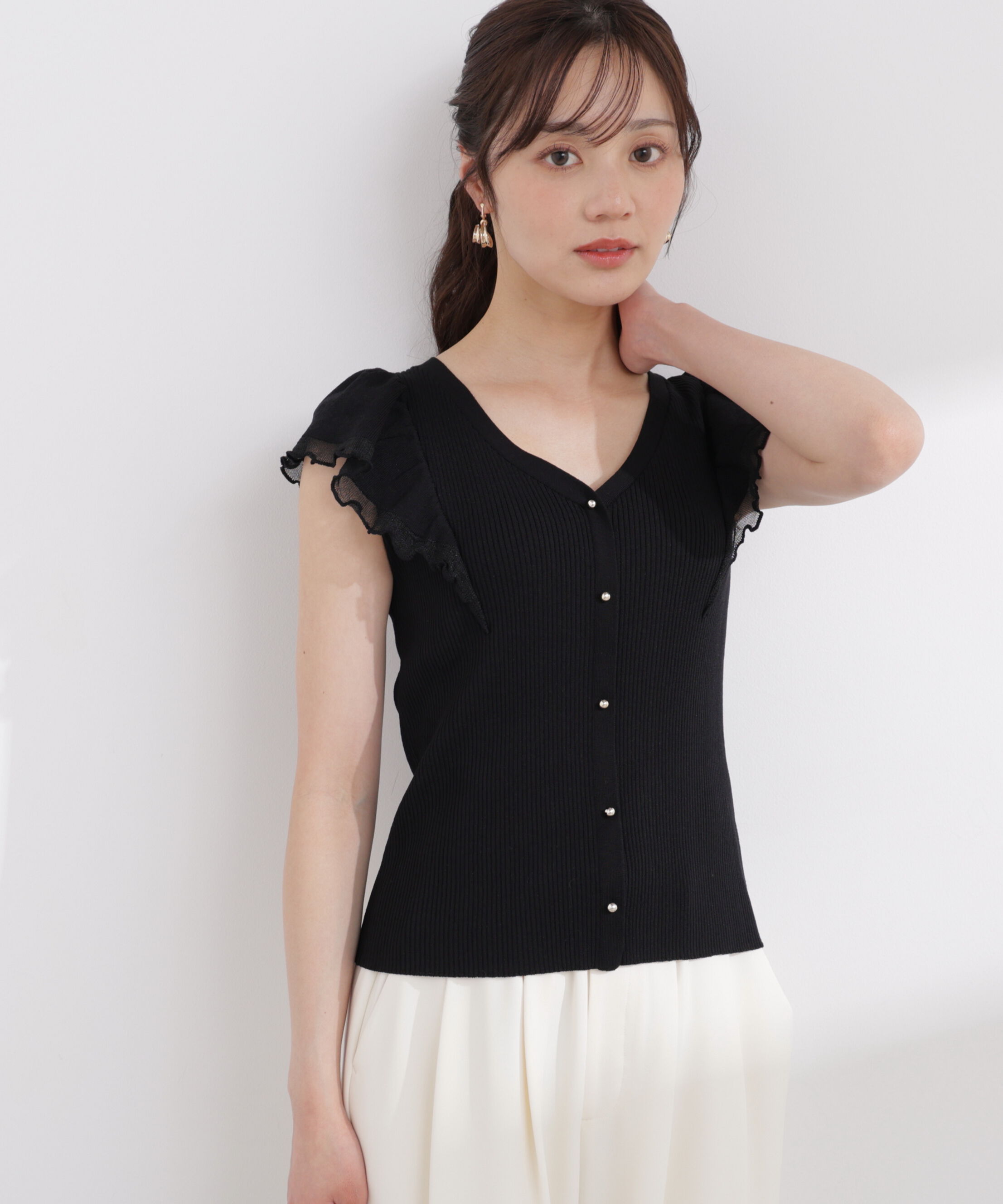 PROPORTION BODY DRESSING「部分シアーラッフルニット 26SS」|ニット・セーター|