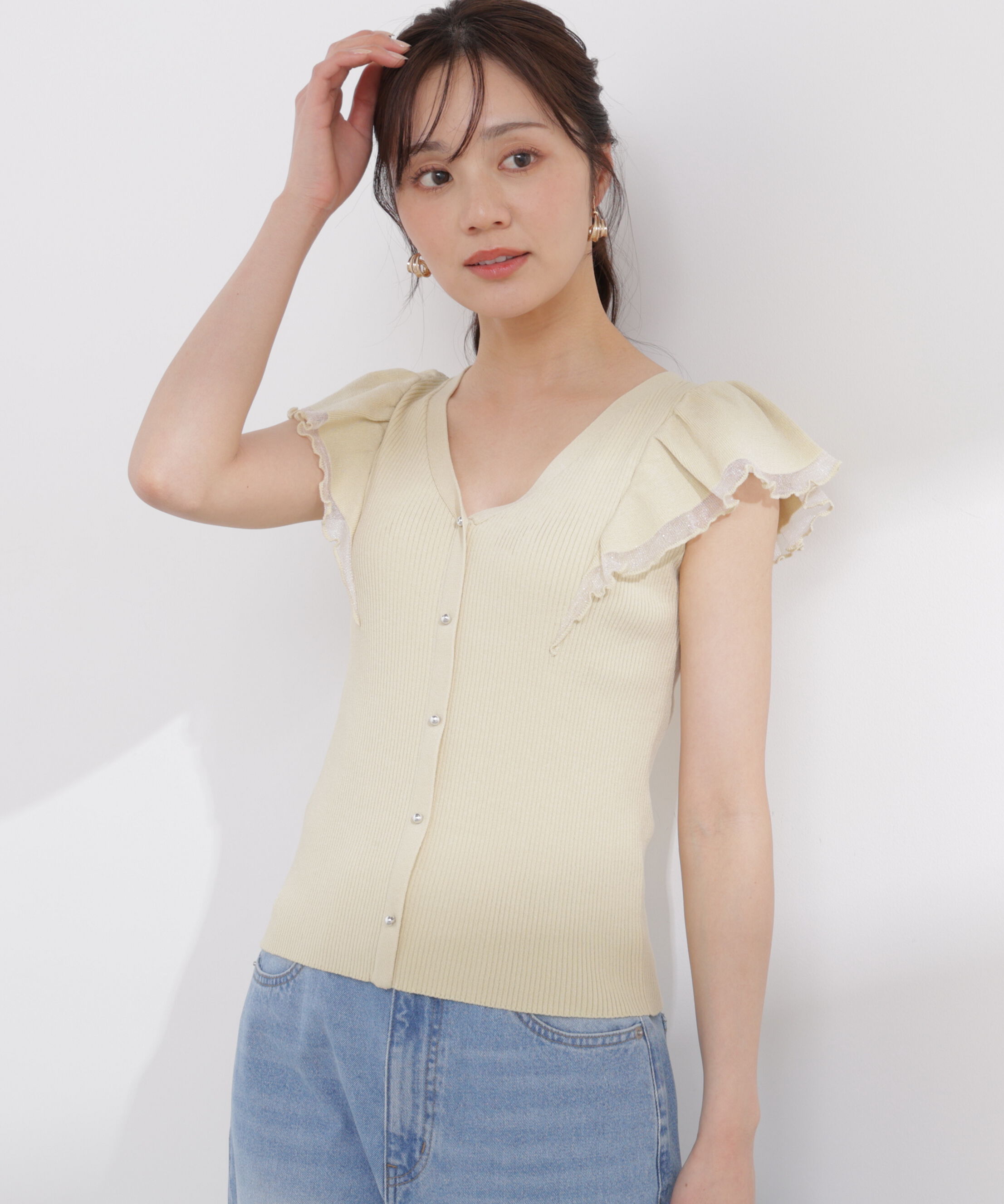 PROPORTION BODY DRESSING「部分シアーラッフルニット 26SS」|ニット・セーター|