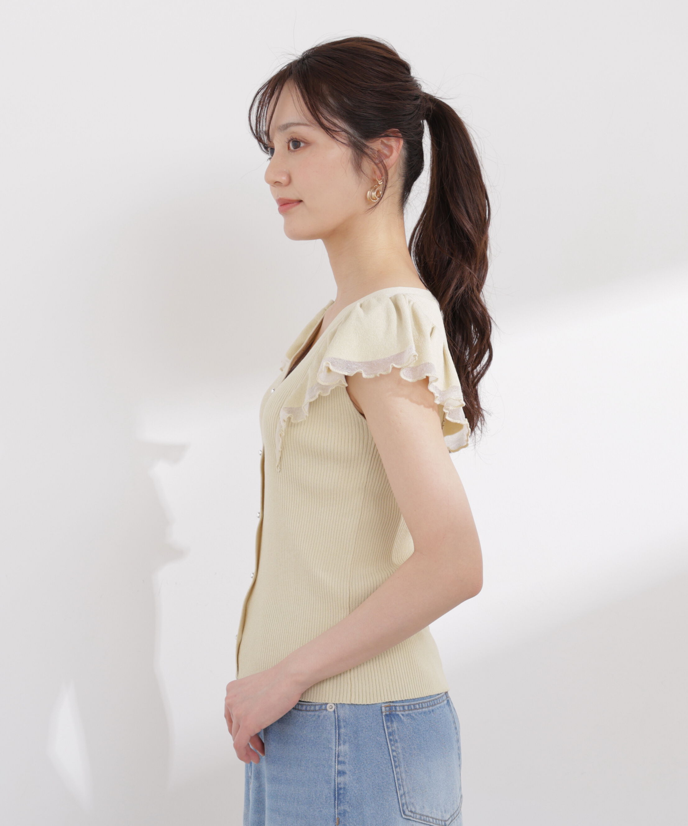 PROPORTION BODY DRESSING「部分シアーラッフルニット 26SS」|ニット・セーター|