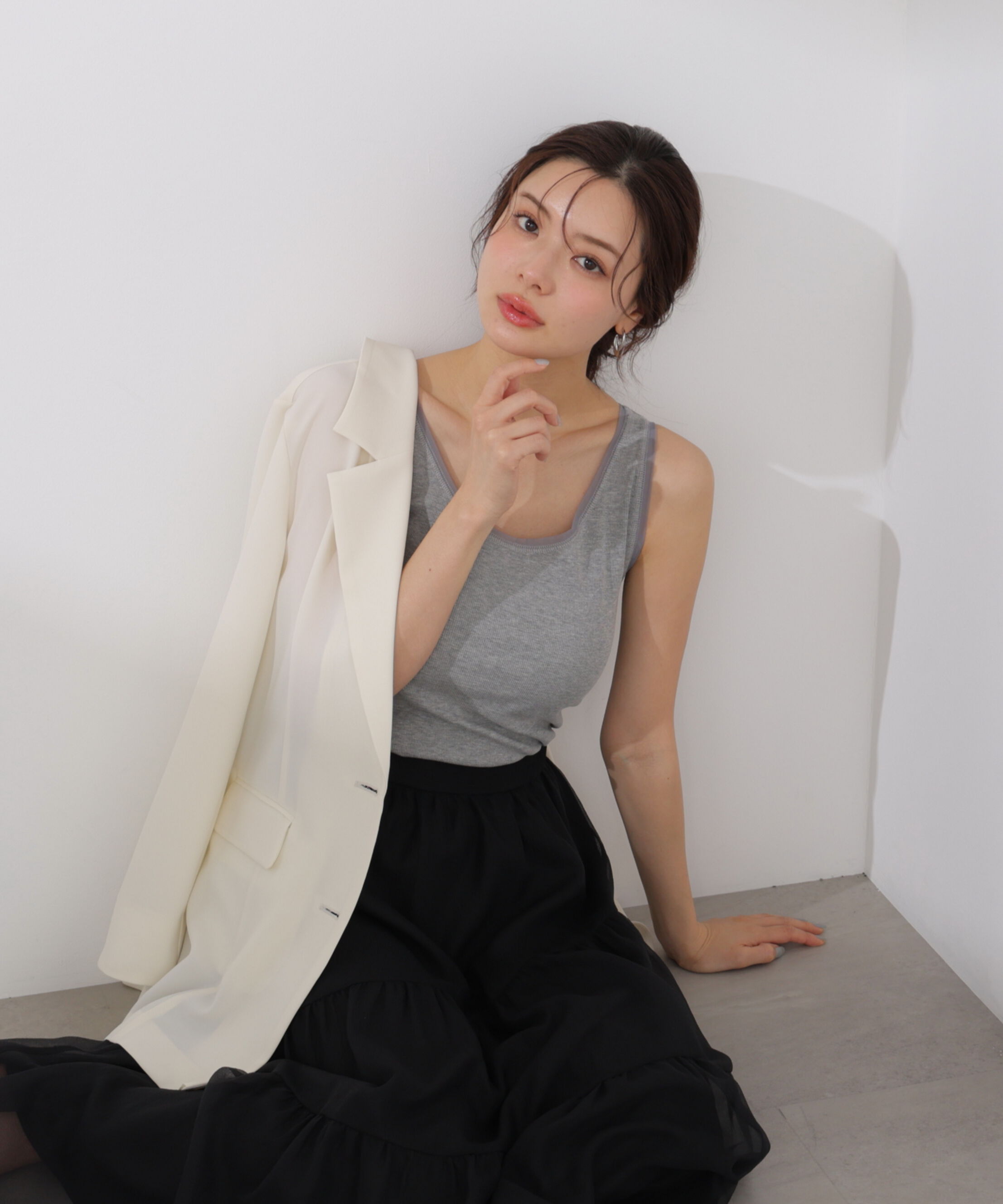 PROPORTION BODY DRESSING「チュールトリムタンクトップ 26SS」|Tシャツ・カットソー|